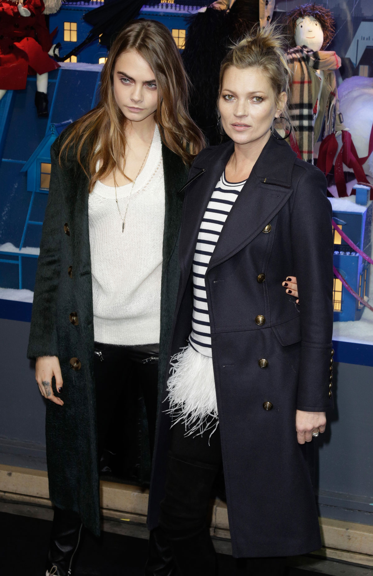 Cara Delevingne and Kate Moss attend the Printemps Christmas Decorations Inauguration