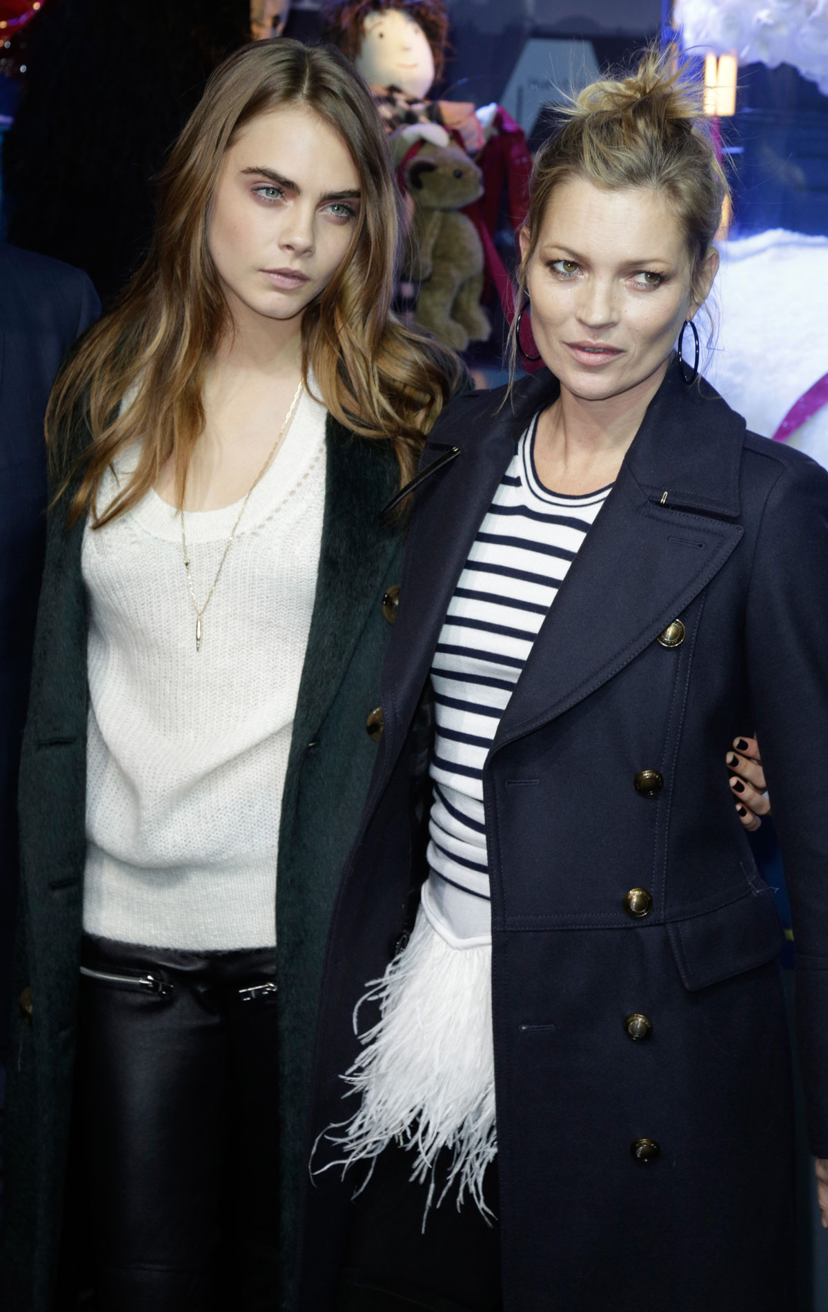 Cara Delevingne and Kate Moss attend the Printemps Christmas Decorations Inauguration