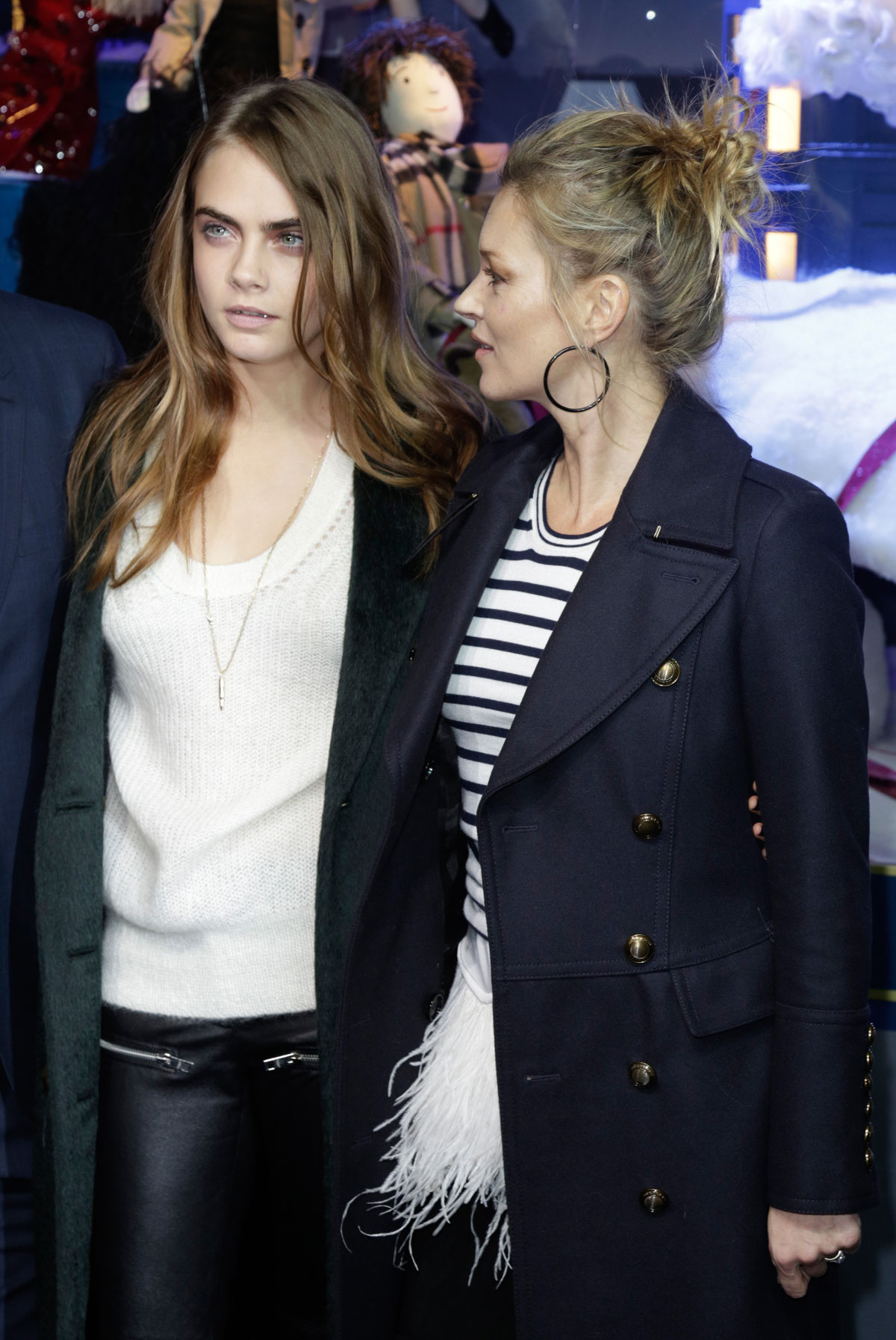 Cara Delevingne and Kate Moss attend the Printemps Christmas Decorations Inauguration