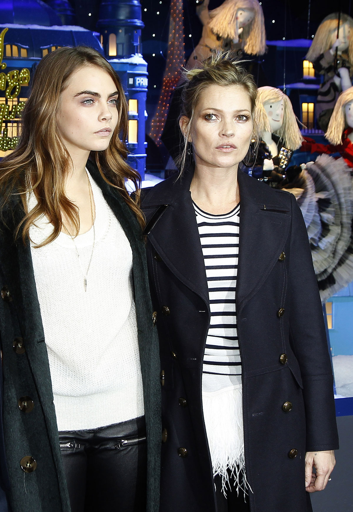 Cara Delevingne and Kate Moss attend the Printemps Christmas Decorations Inauguration