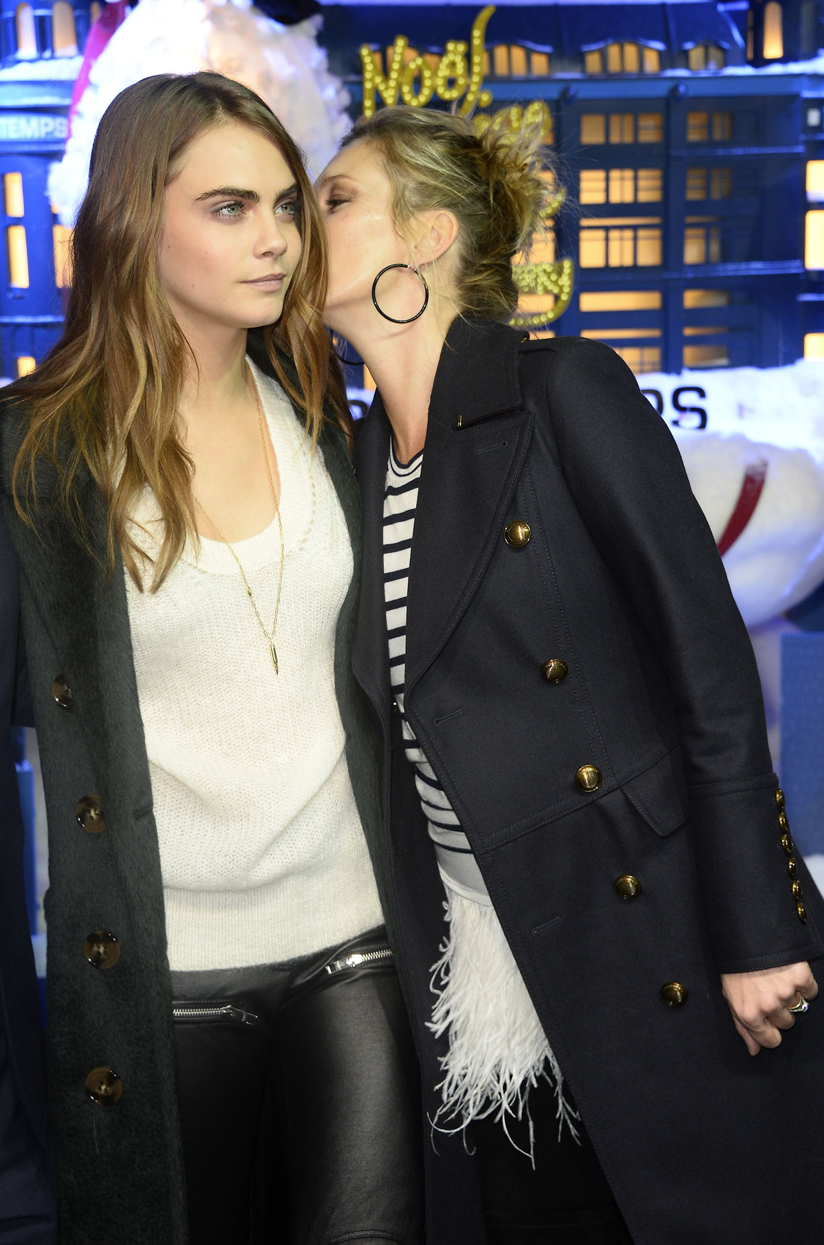 Cara Delevingne and Kate Moss attend the Printemps Christmas Decorations Inauguration