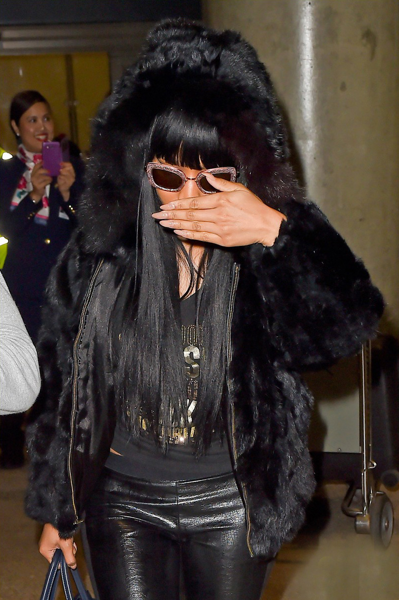 Nicki Minaj arriving on an international flight at LAX Airport