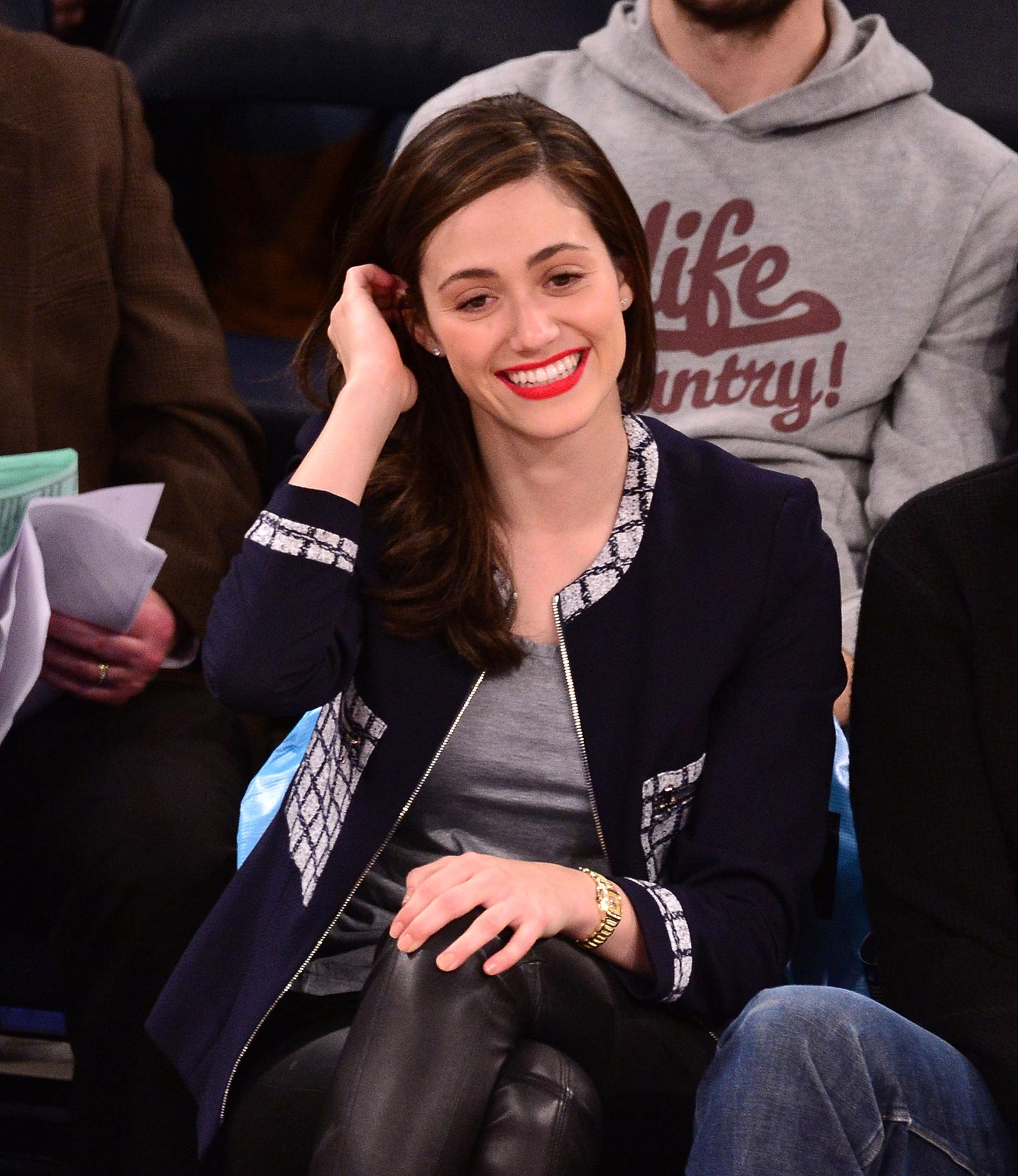 Emmy Rossum at a Knicks vs Mavericks game