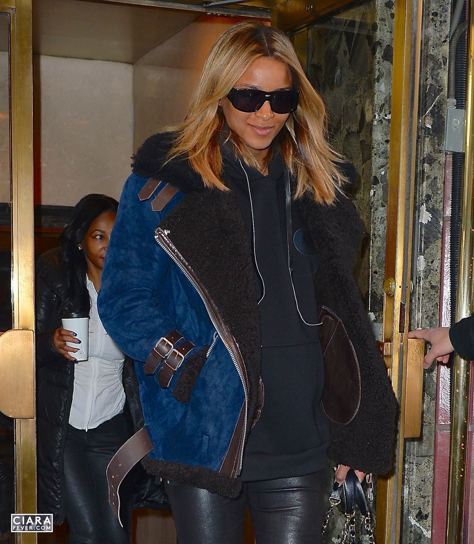 Ciara heads to the airport in New York City