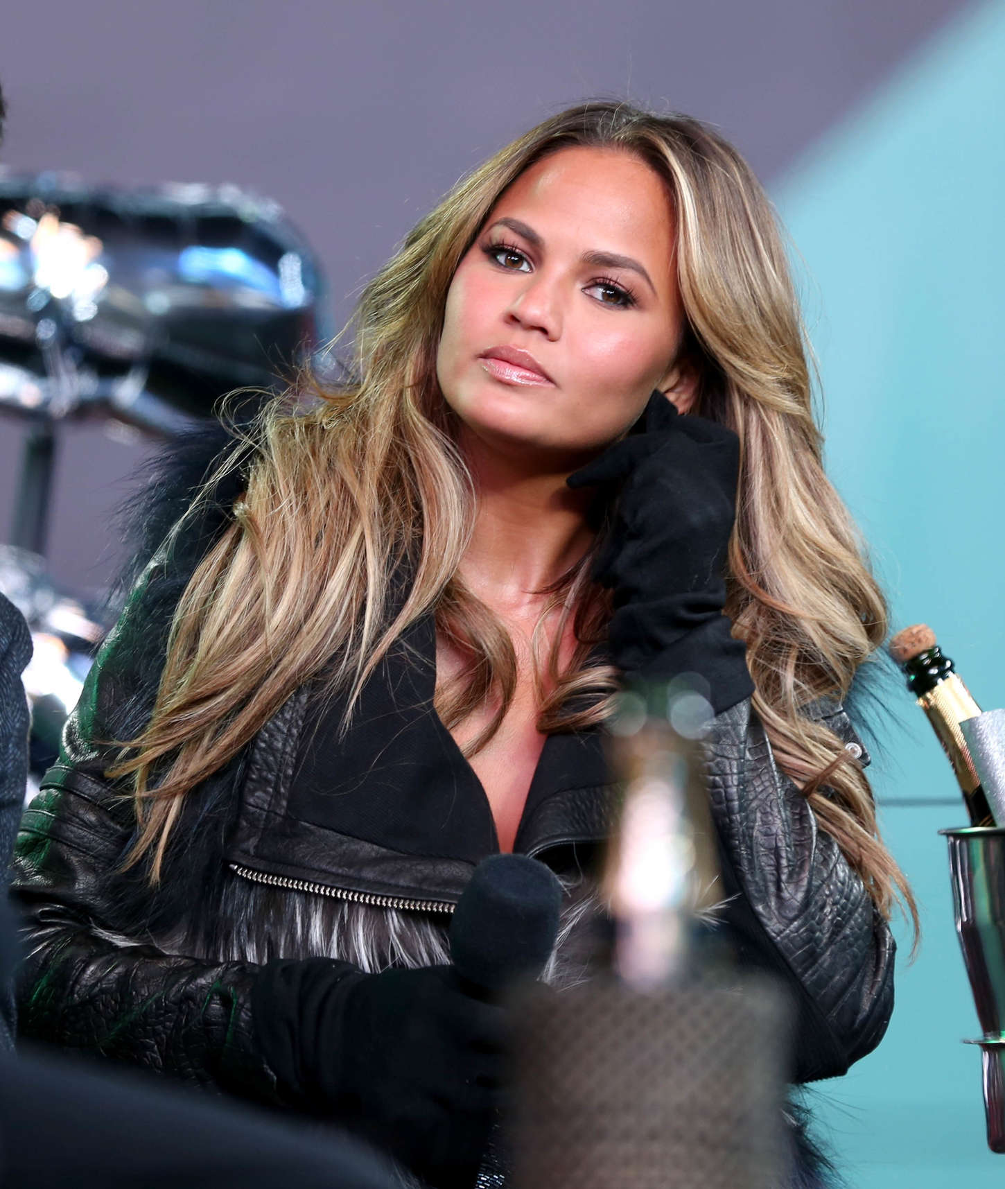 Chrissy Teigen attends New Year’s Eve at Times Square in NYC