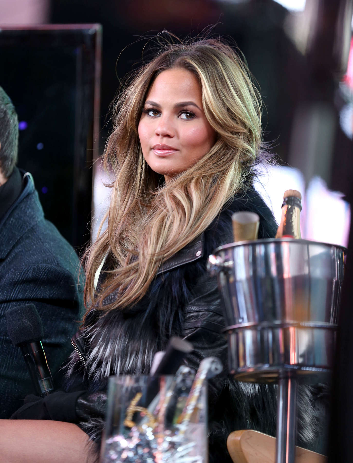 Chrissy Teigen attends New Year’s Eve at Times Square in NYC