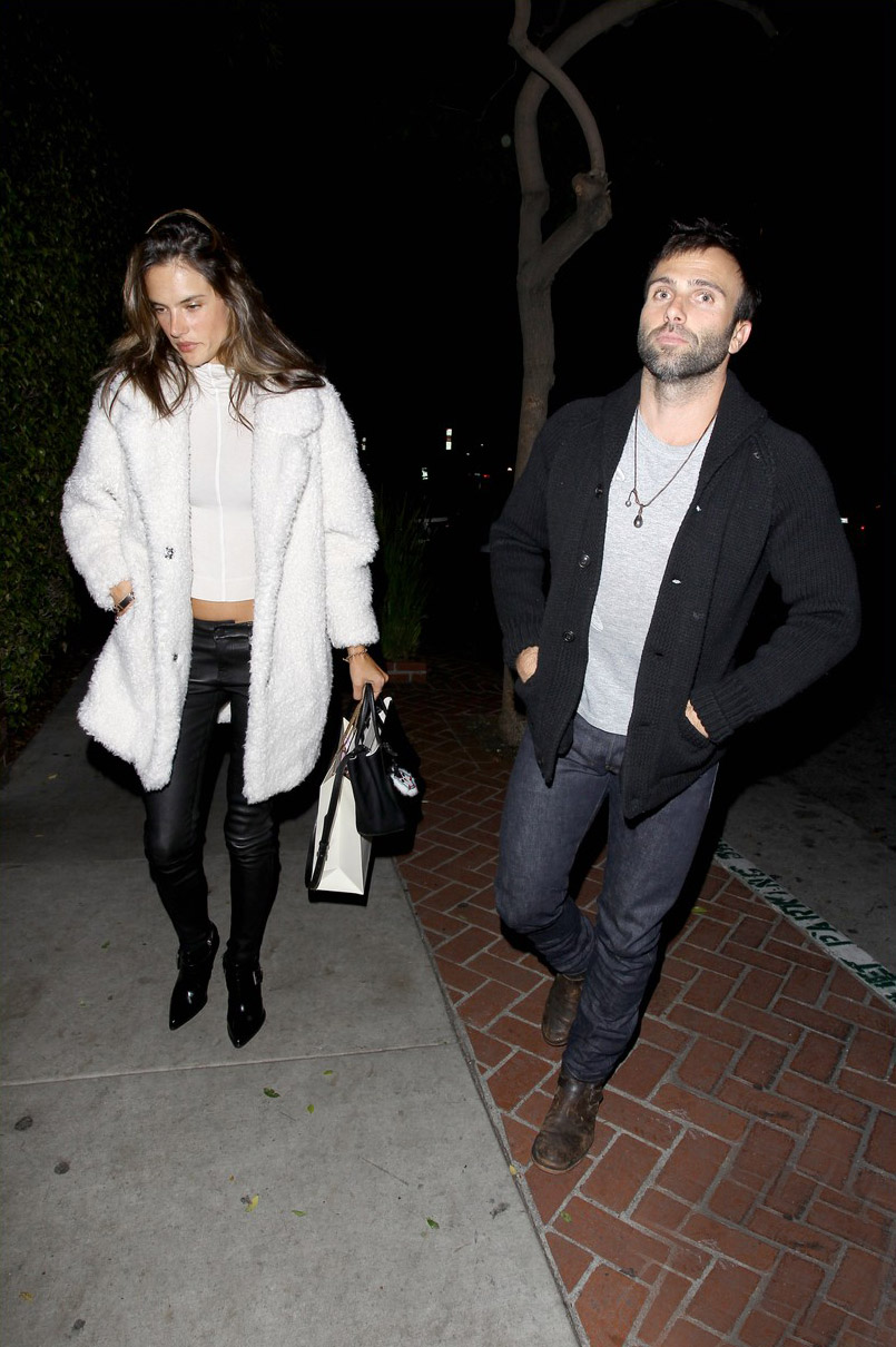 Behati Prinsloo and Alessandra Ambrosio were seen leaving the Sunset Marquis