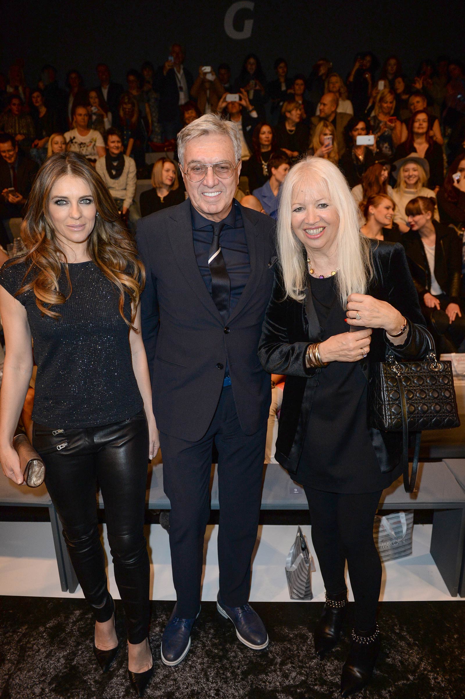 Elizabeth Hurley attends the Marc Cain show at the Mercedes-Benz Fashion Week