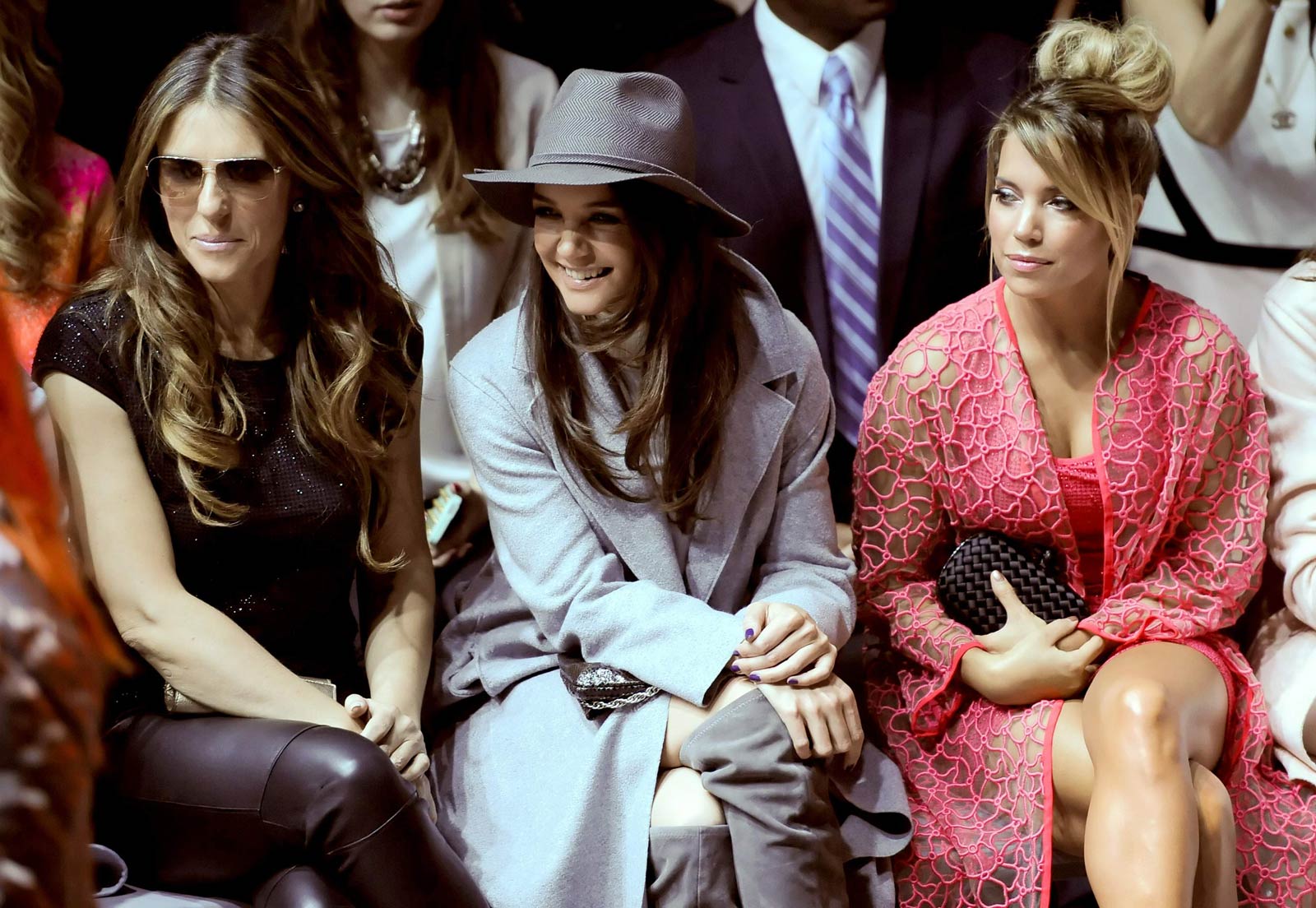 Elizabeth Hurley attends the Marc Cain show at the Mercedes-Benz Fashion Week