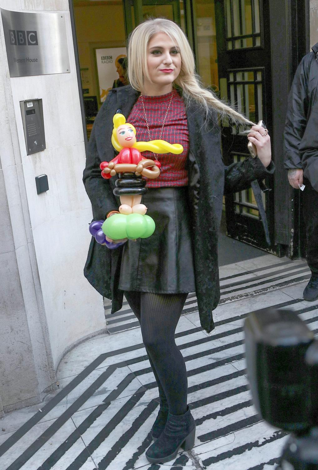 Meghan Trainor is seen leaving BBC Radio 2 Studios