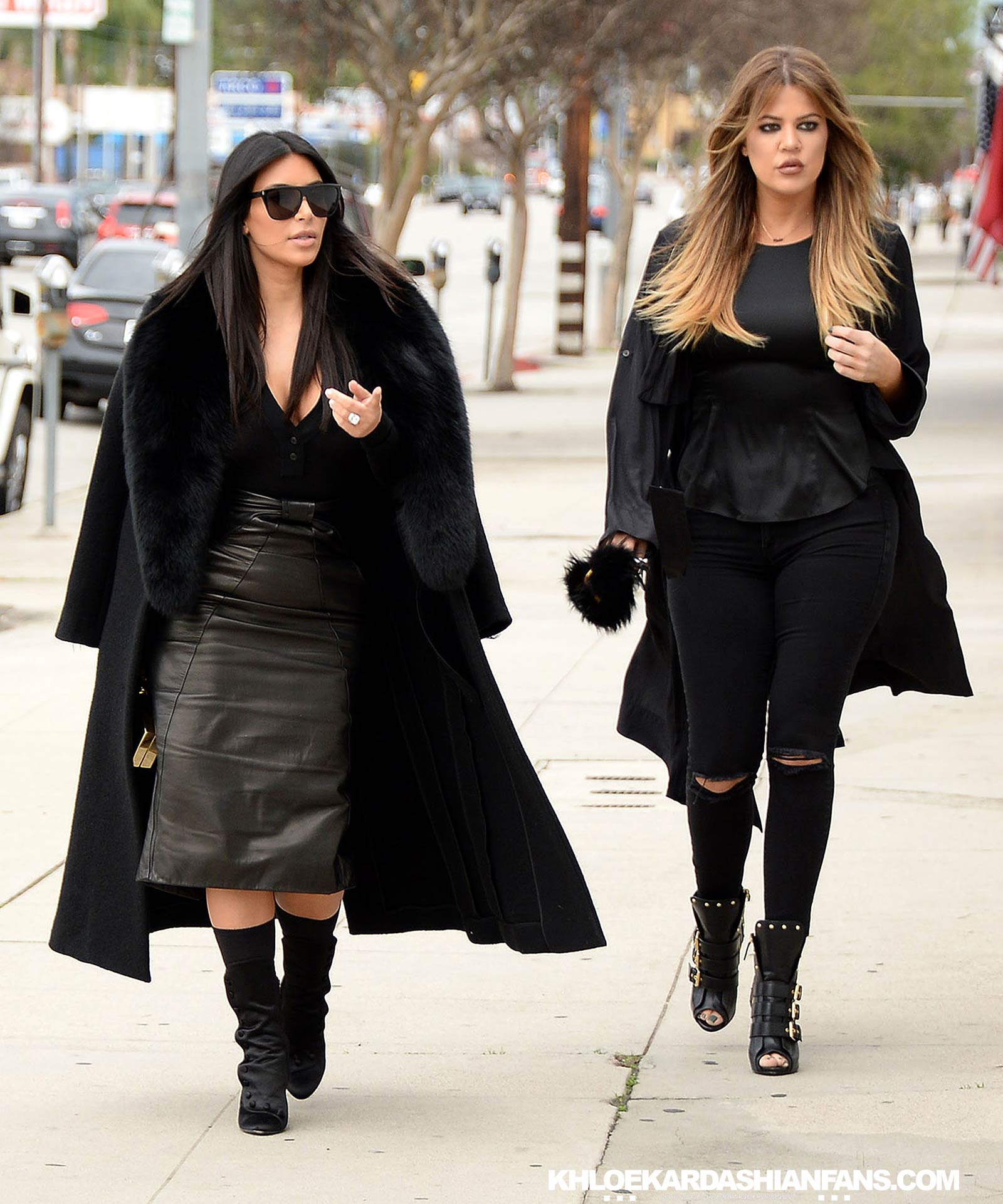 Kim & Khloe Kardashian arriving at Jenner Communications