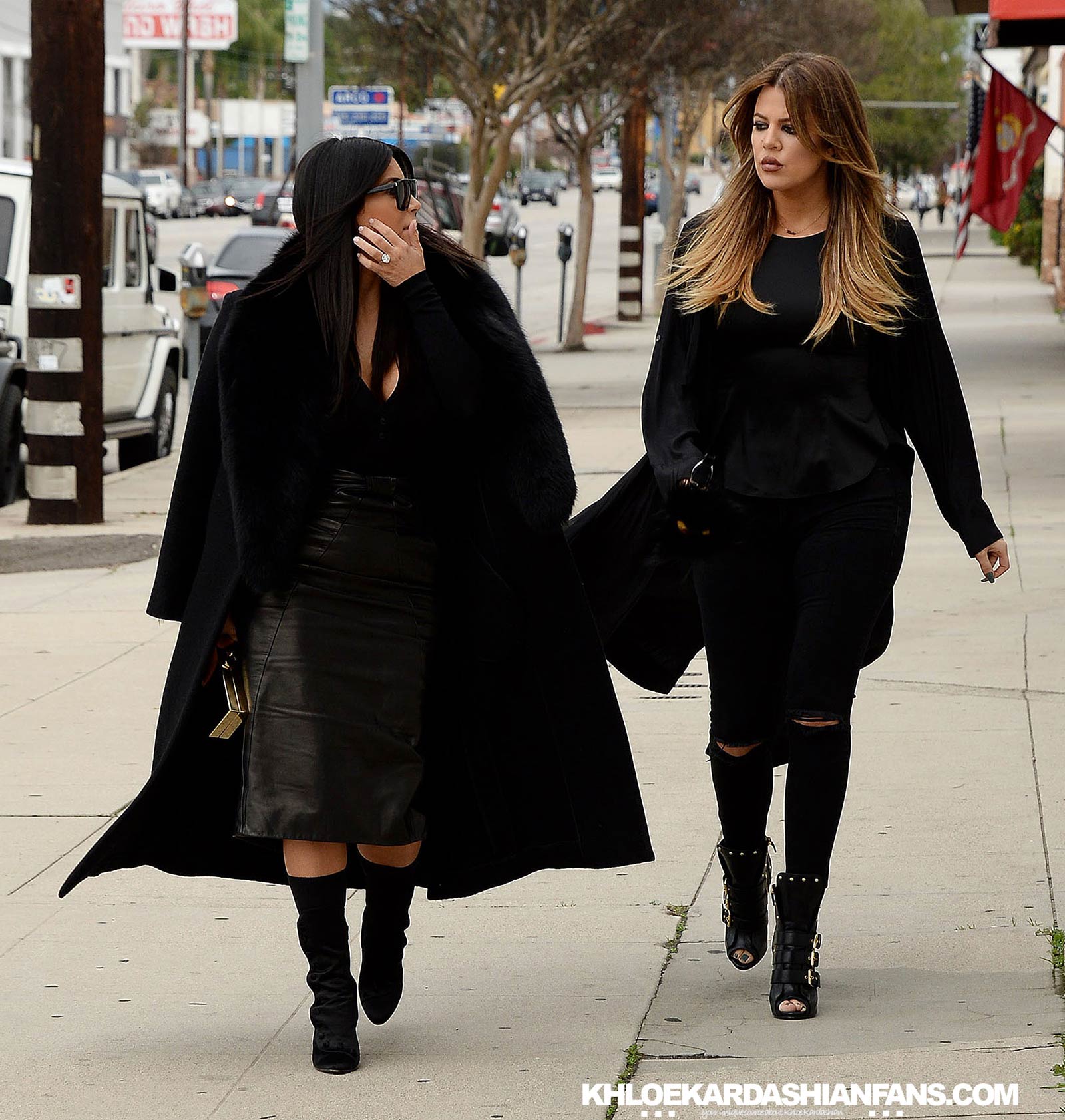 Kim & Khloe Kardashian arriving at Jenner Communications