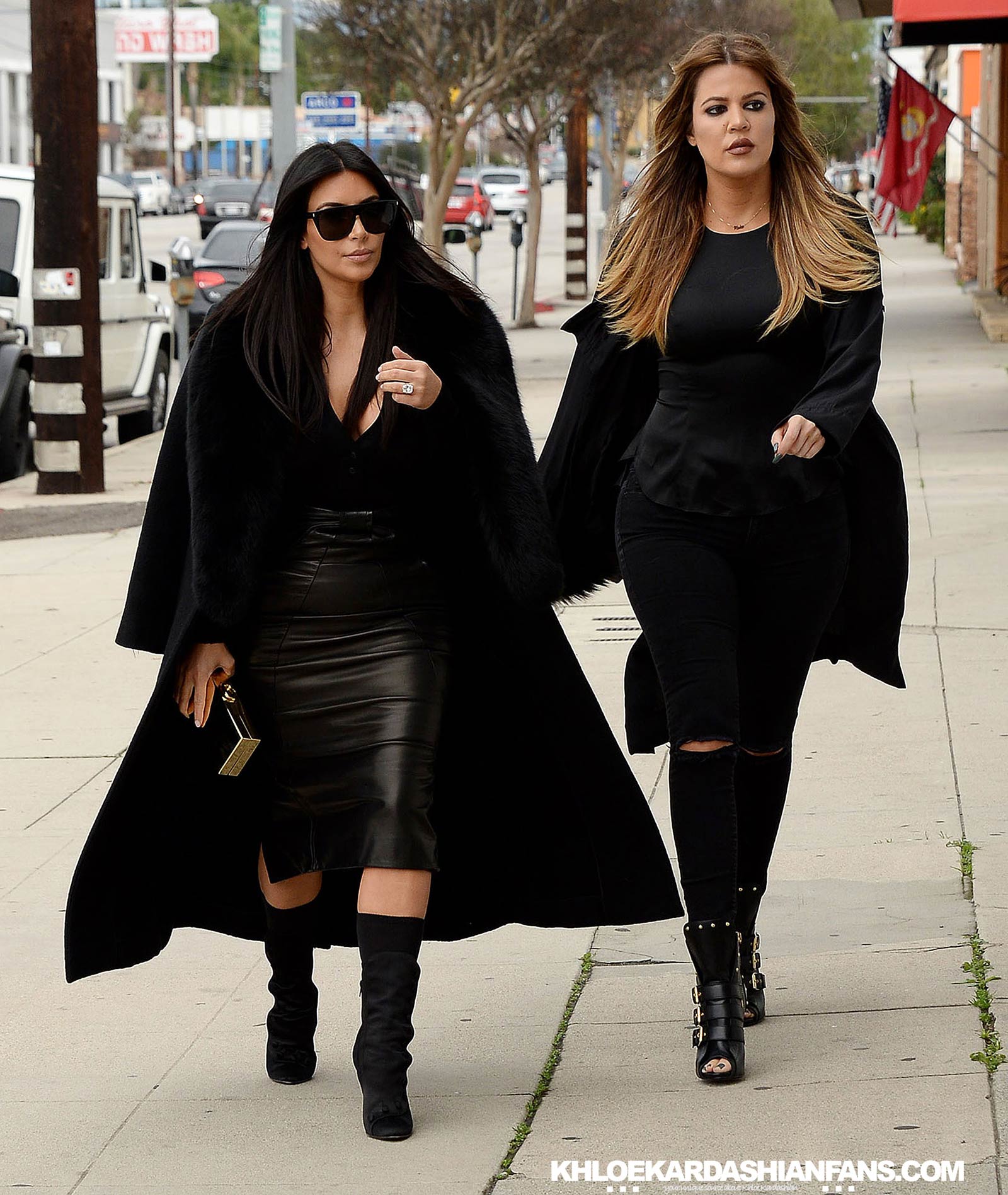 Kim & Khloe Kardashian arriving at Jenner Communications