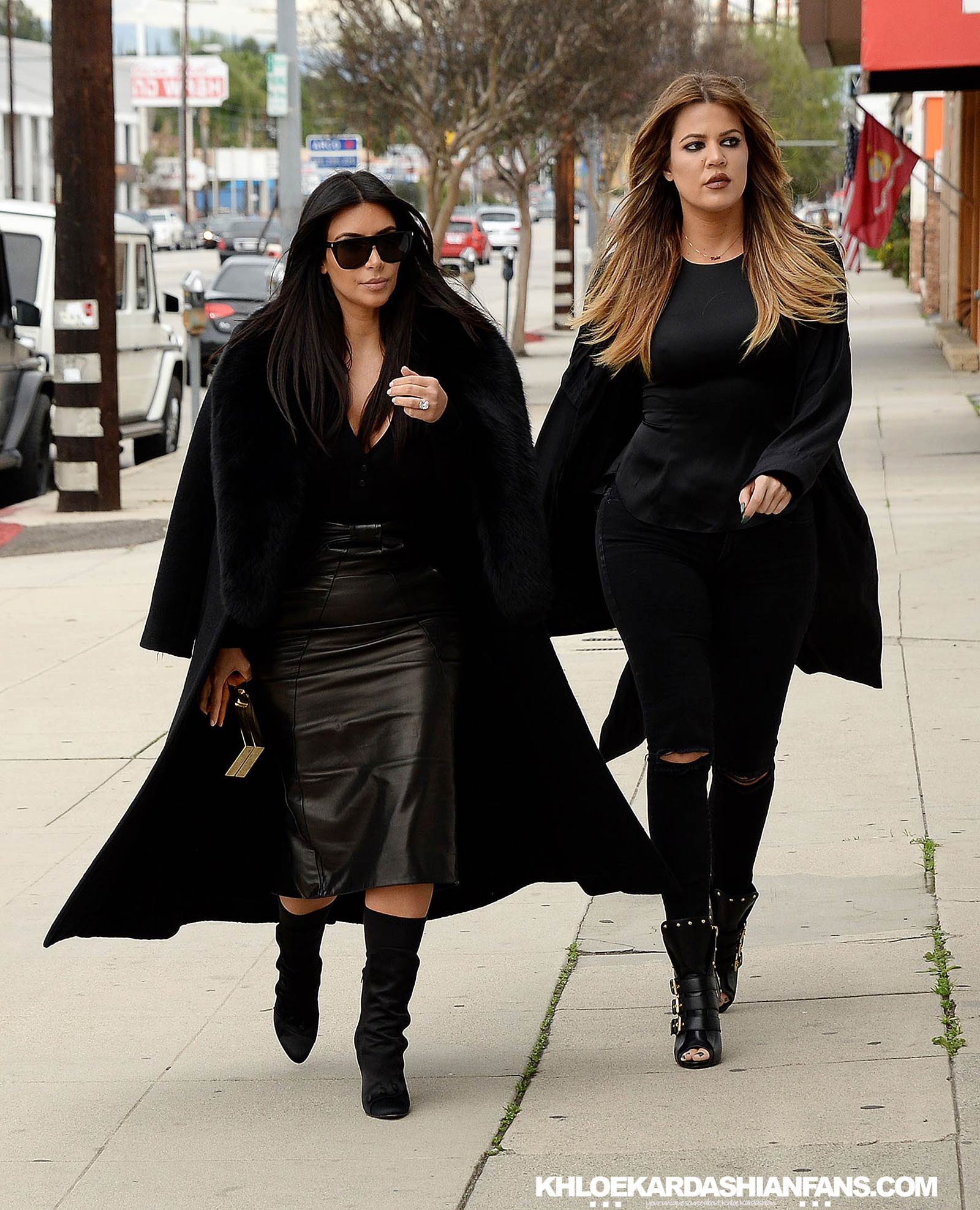 Kim & Khloe Kardashian arriving at Jenner Communications