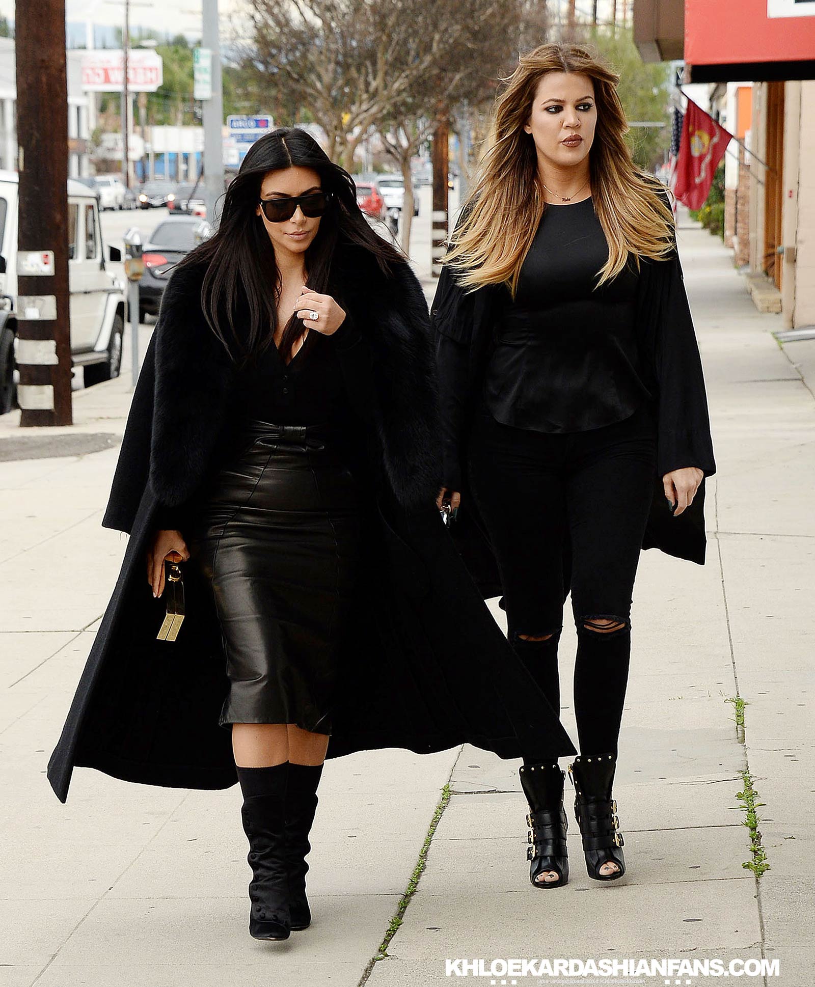 Kim & Khloe Kardashian arriving at Jenner Communications