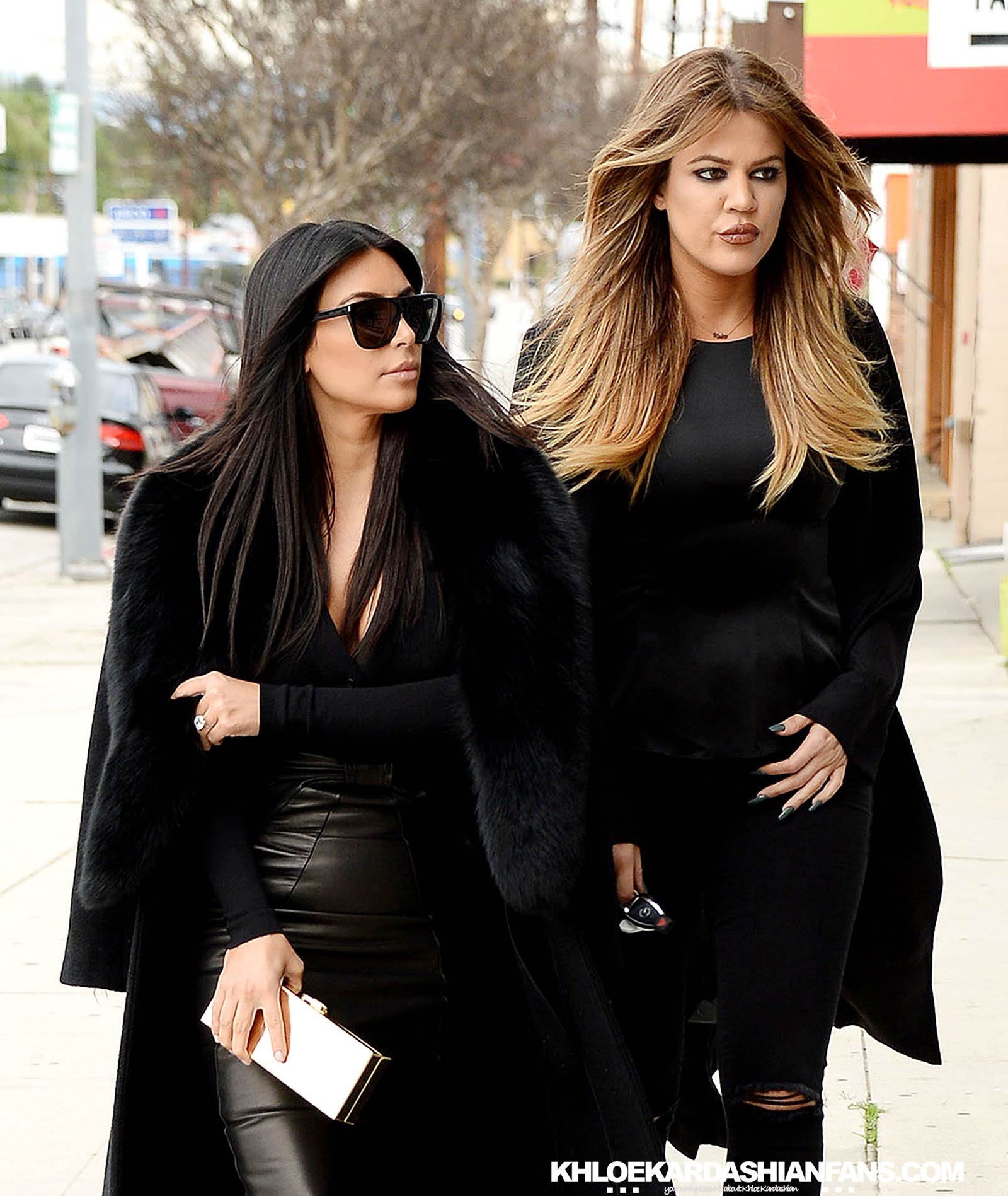 Kim & Khloe Kardashian arriving at Jenner Communications