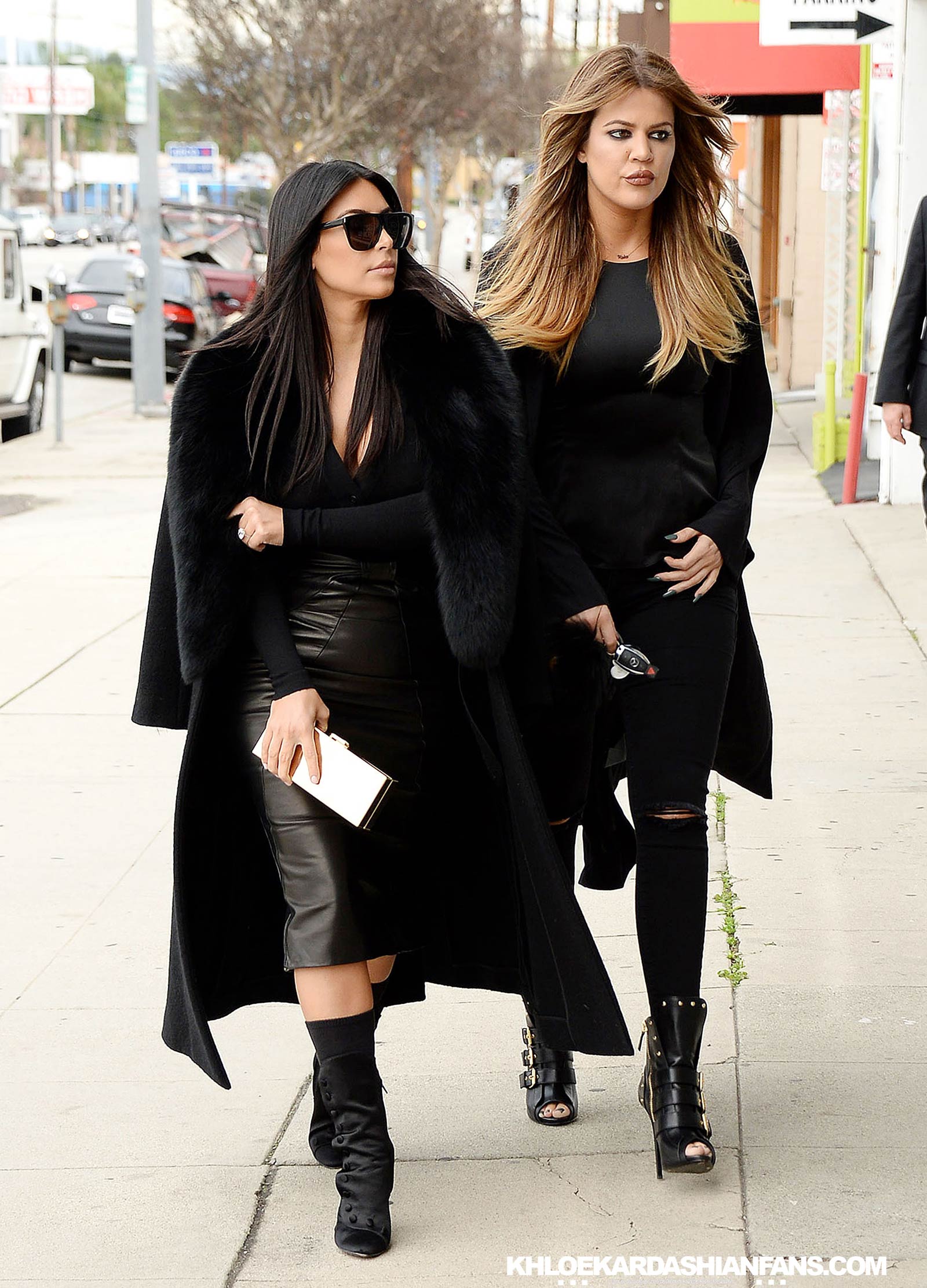 Kim & Khloe Kardashian arriving at Jenner Communications