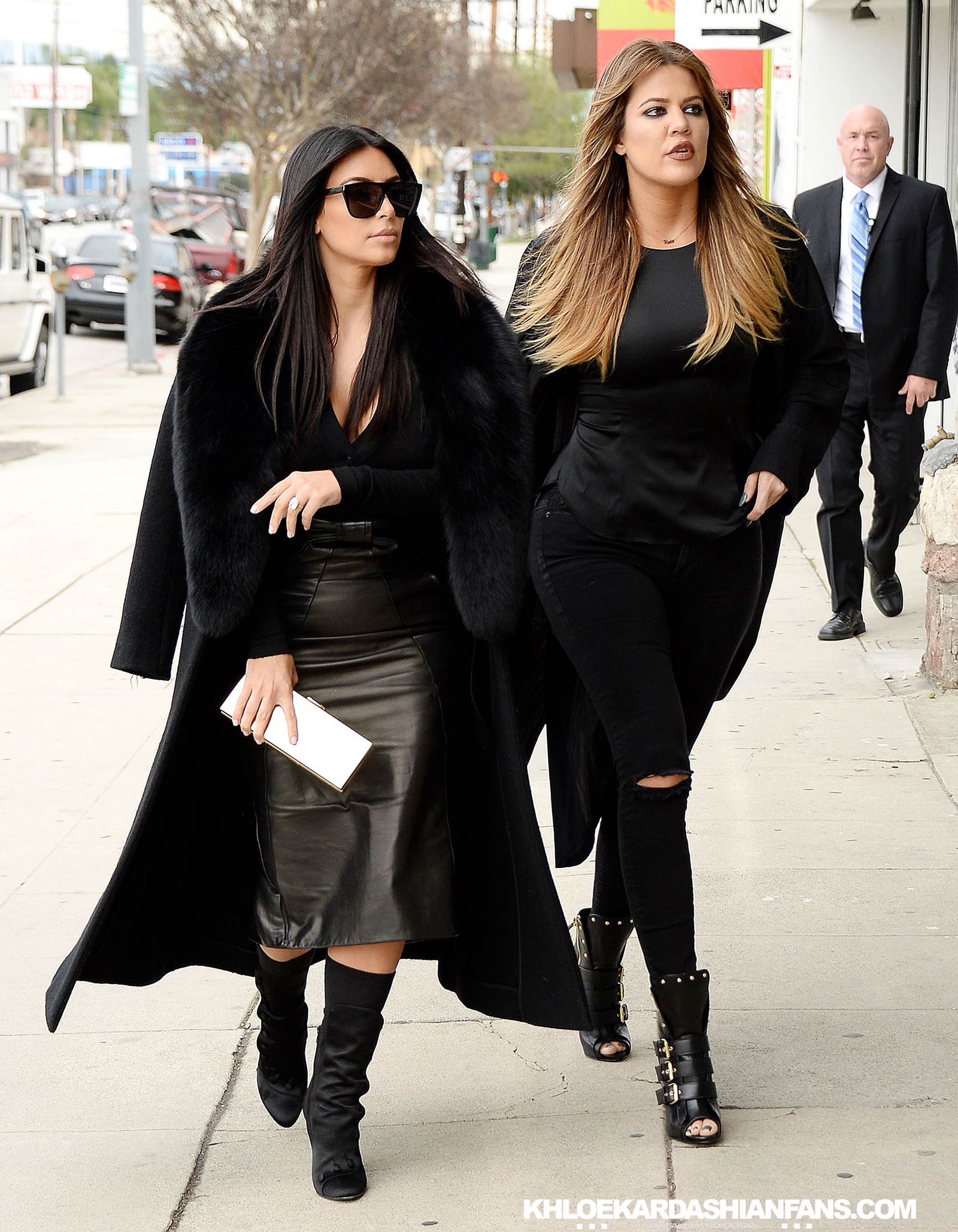 Kim & Khloe Kardashian arriving at Jenner Communications