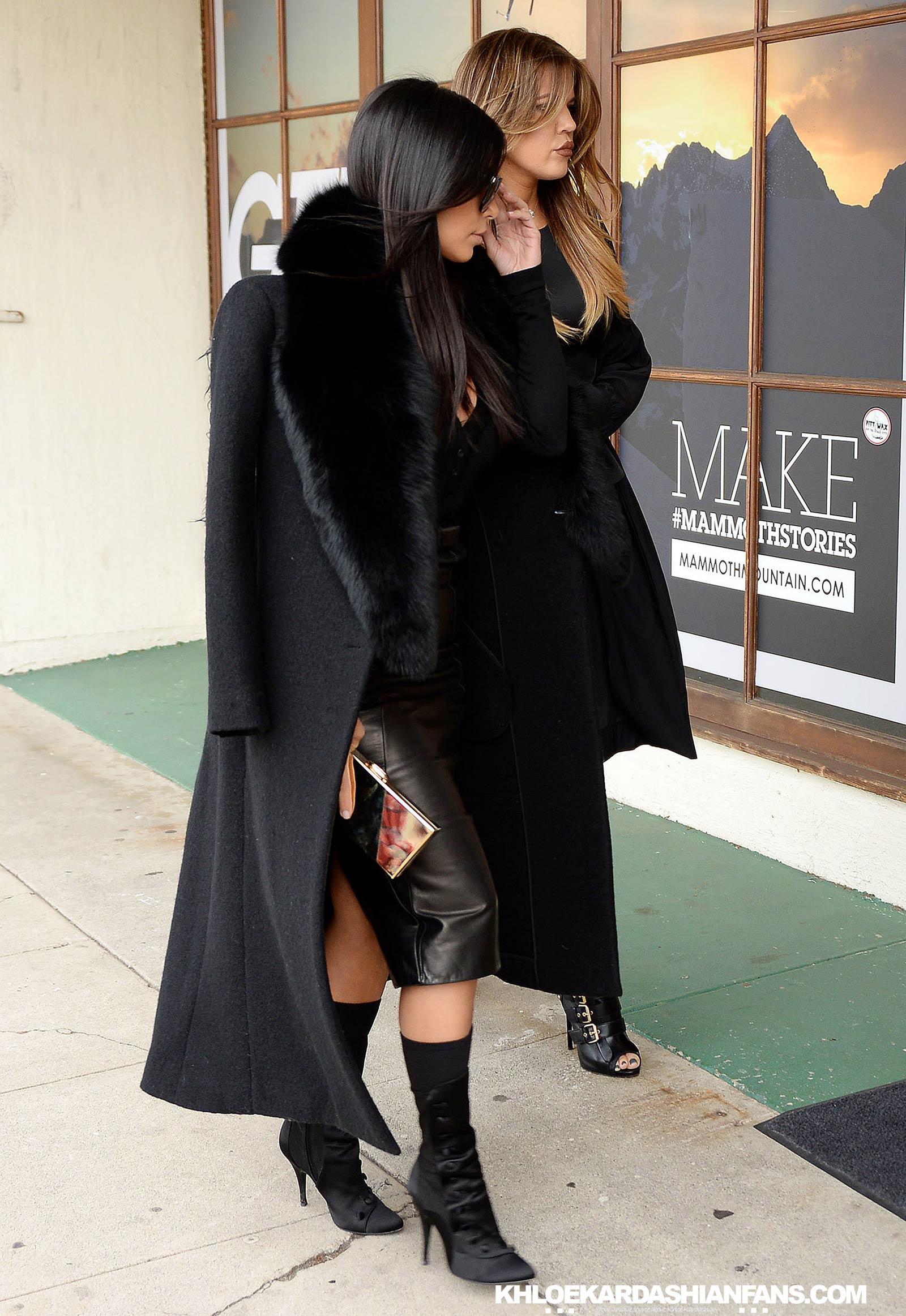 Kim & Khloe Kardashian arriving at Jenner Communications