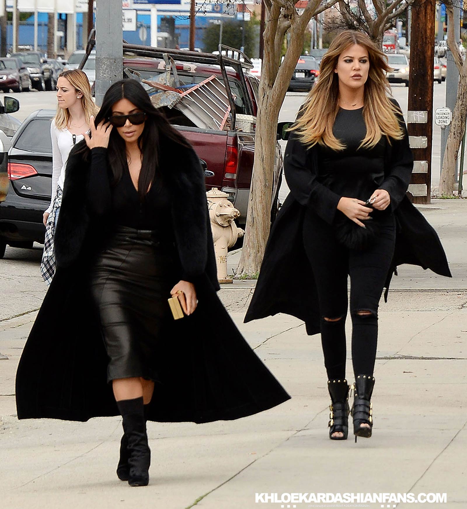 Kim & Khloe Kardashian arriving at Jenner Communications