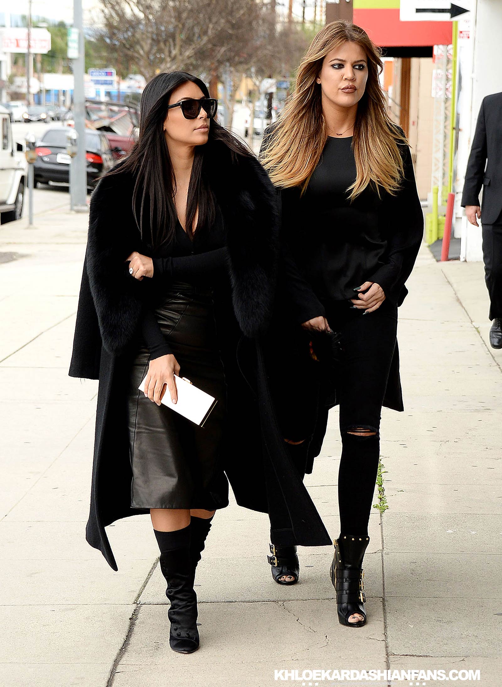 Kim & Khloe Kardashian arriving at Jenner Communications