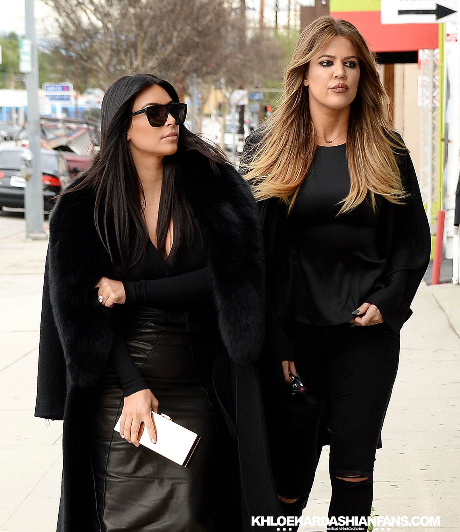 Kim & Khloe Kardashian arriving at Jenner Communications