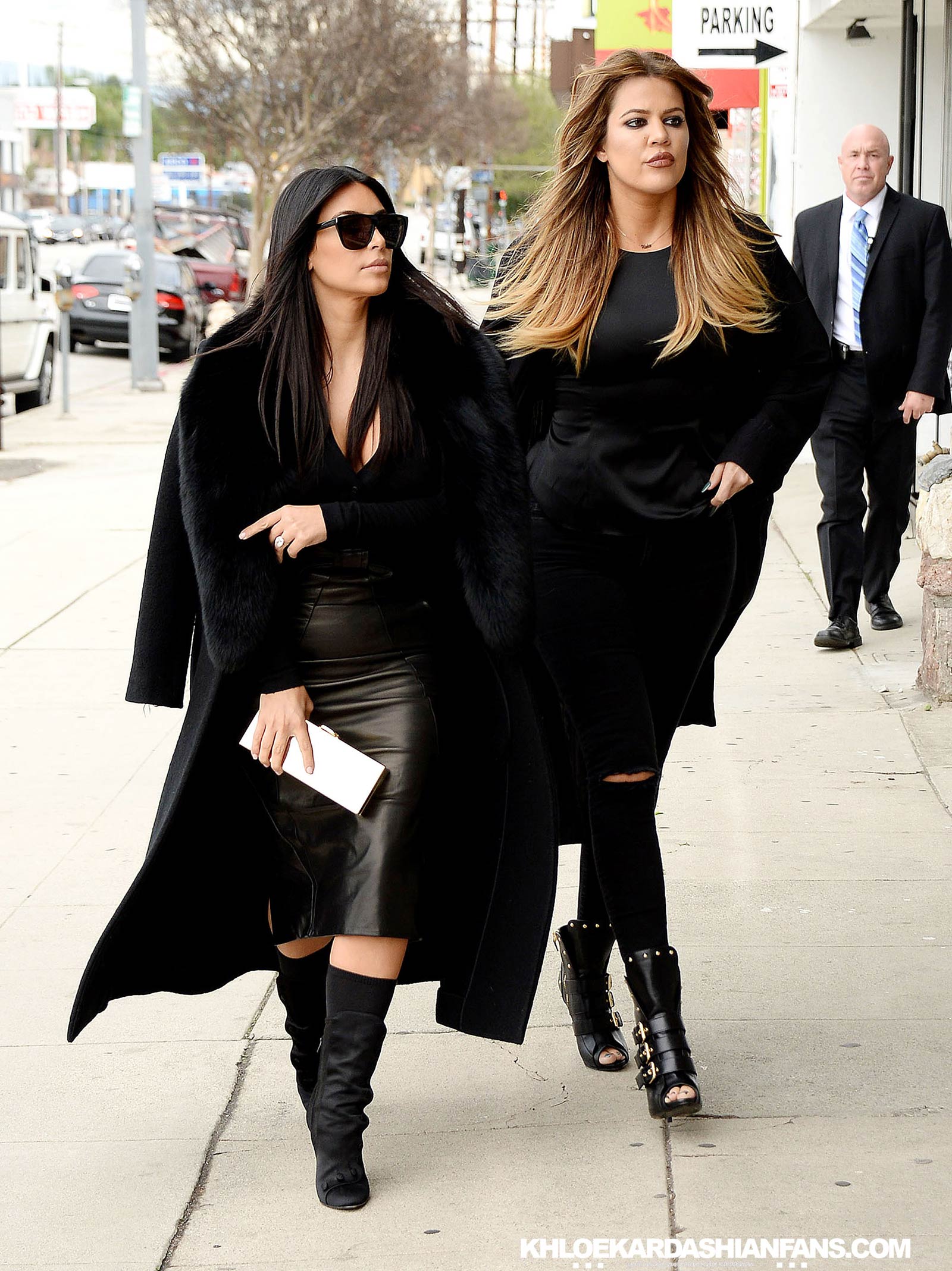 Kim & Khloe Kardashian arriving at Jenner Communications