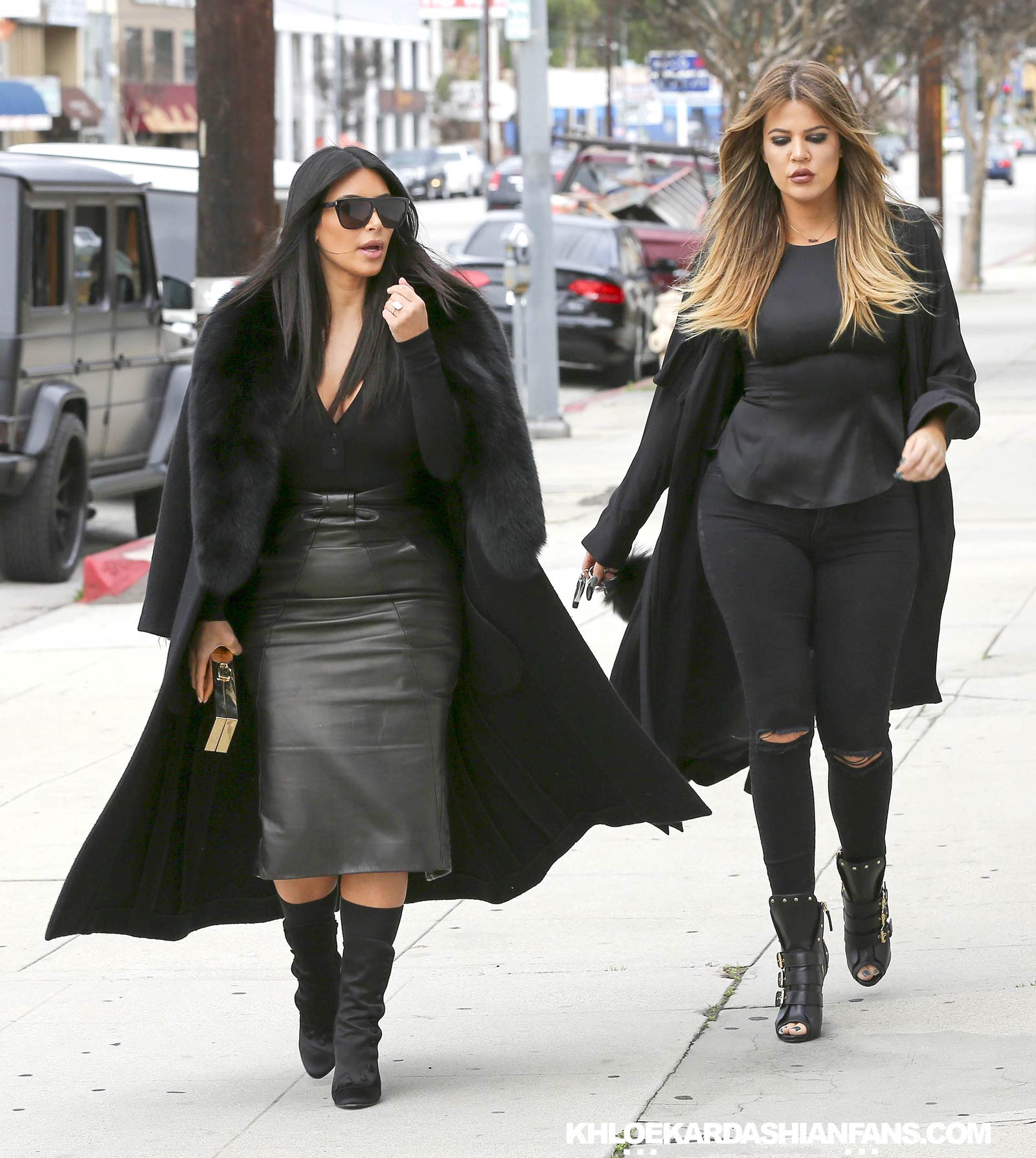 Kim & Khloe Kardashian arriving at Jenner Communications