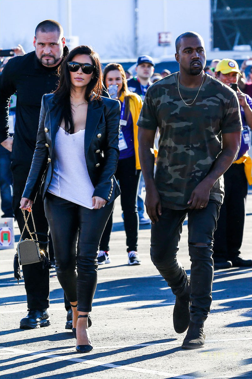 Kim Kardashian arrives for the 2015 Super Bowl