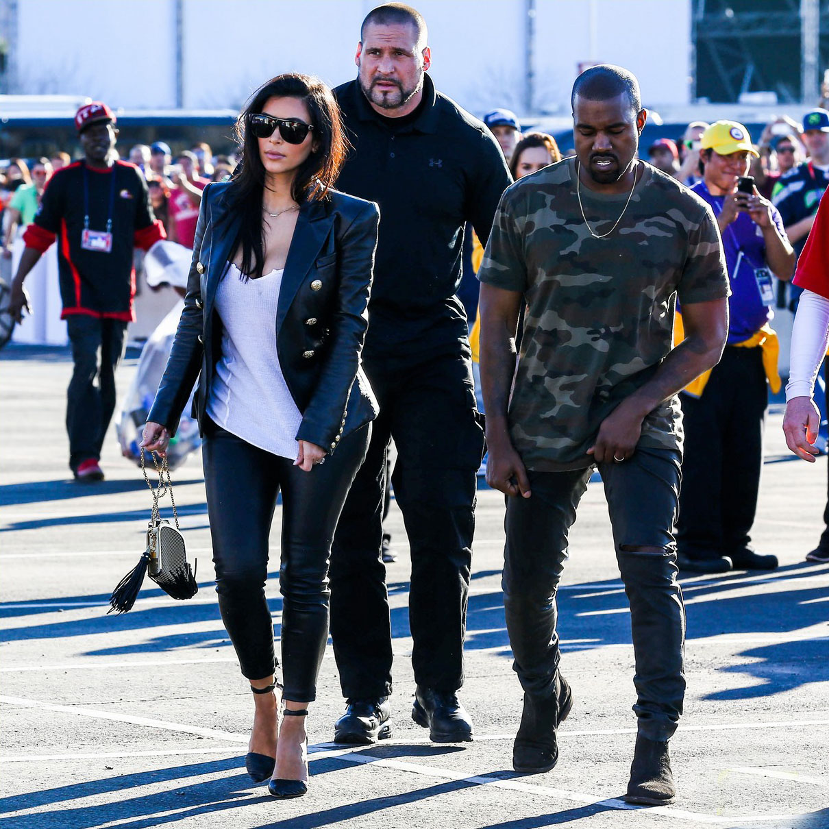 Kim Kardashian arrives for the 2015 Super Bowl