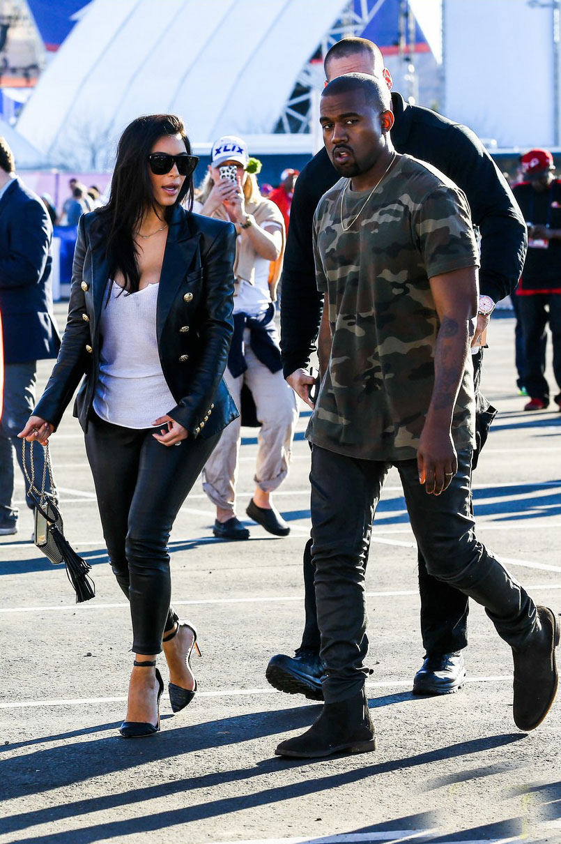 Kim Kardashian arrives for the 2015 Super Bowl