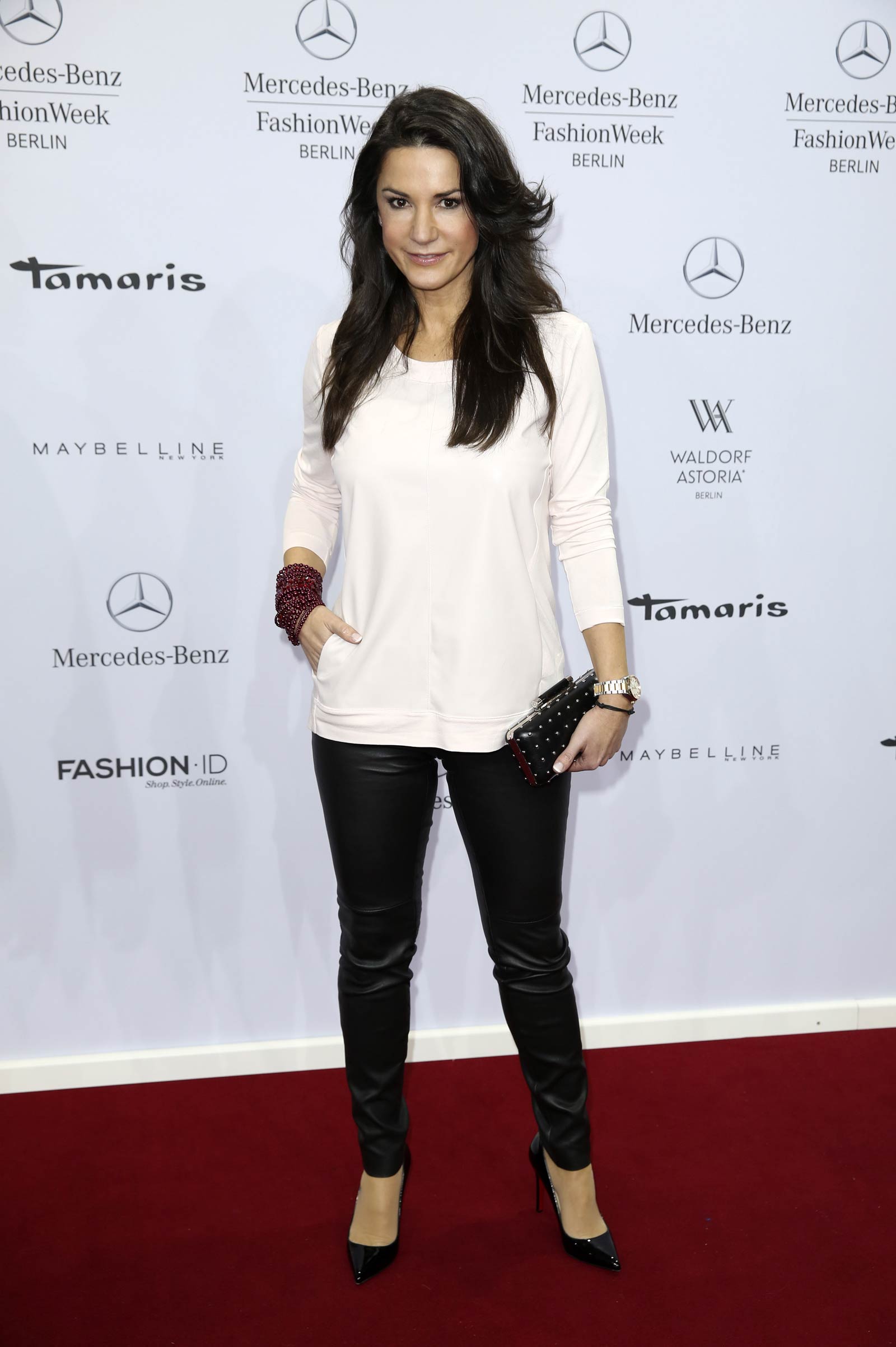 Mariella Ahrens attends Mercedes-Benz Fashion Week