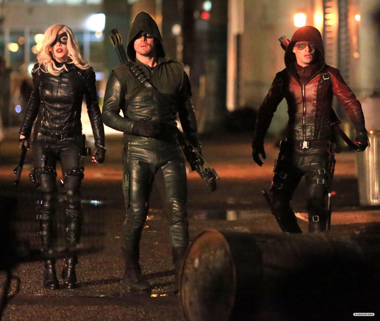 Katie Cassidy on the set of Arrow