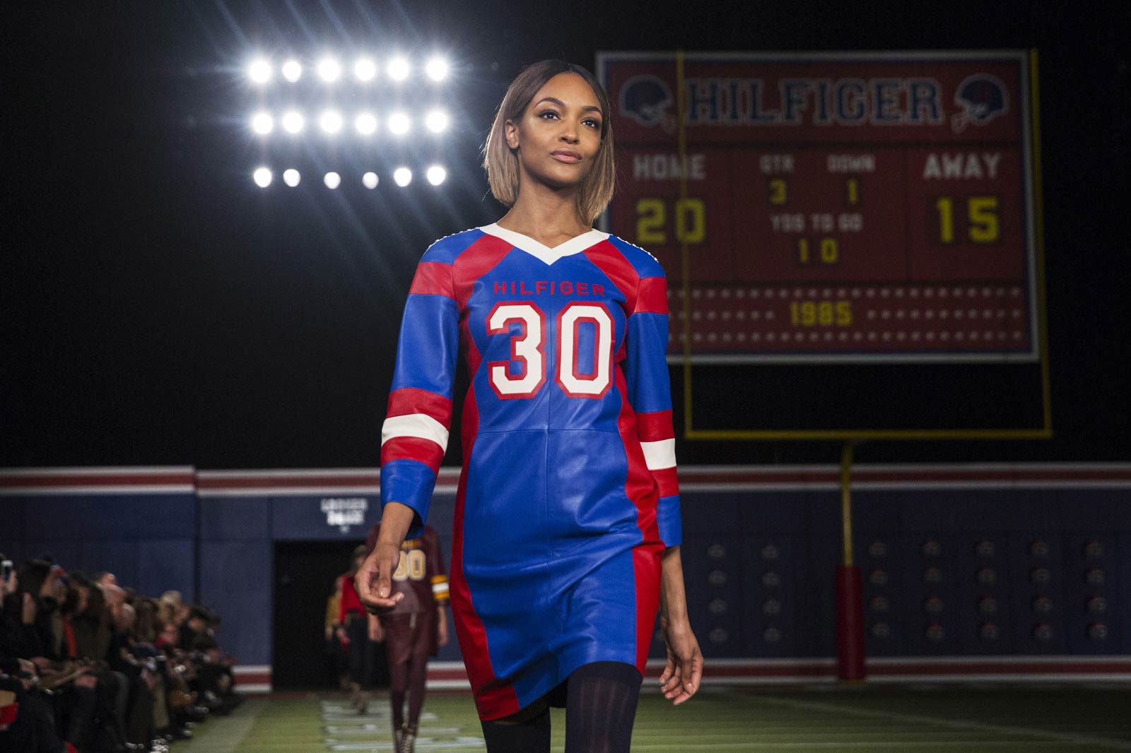 Jourdan Dunn presents a creation from the Tommy Hilfiger Fall/Winter 2015 Collection