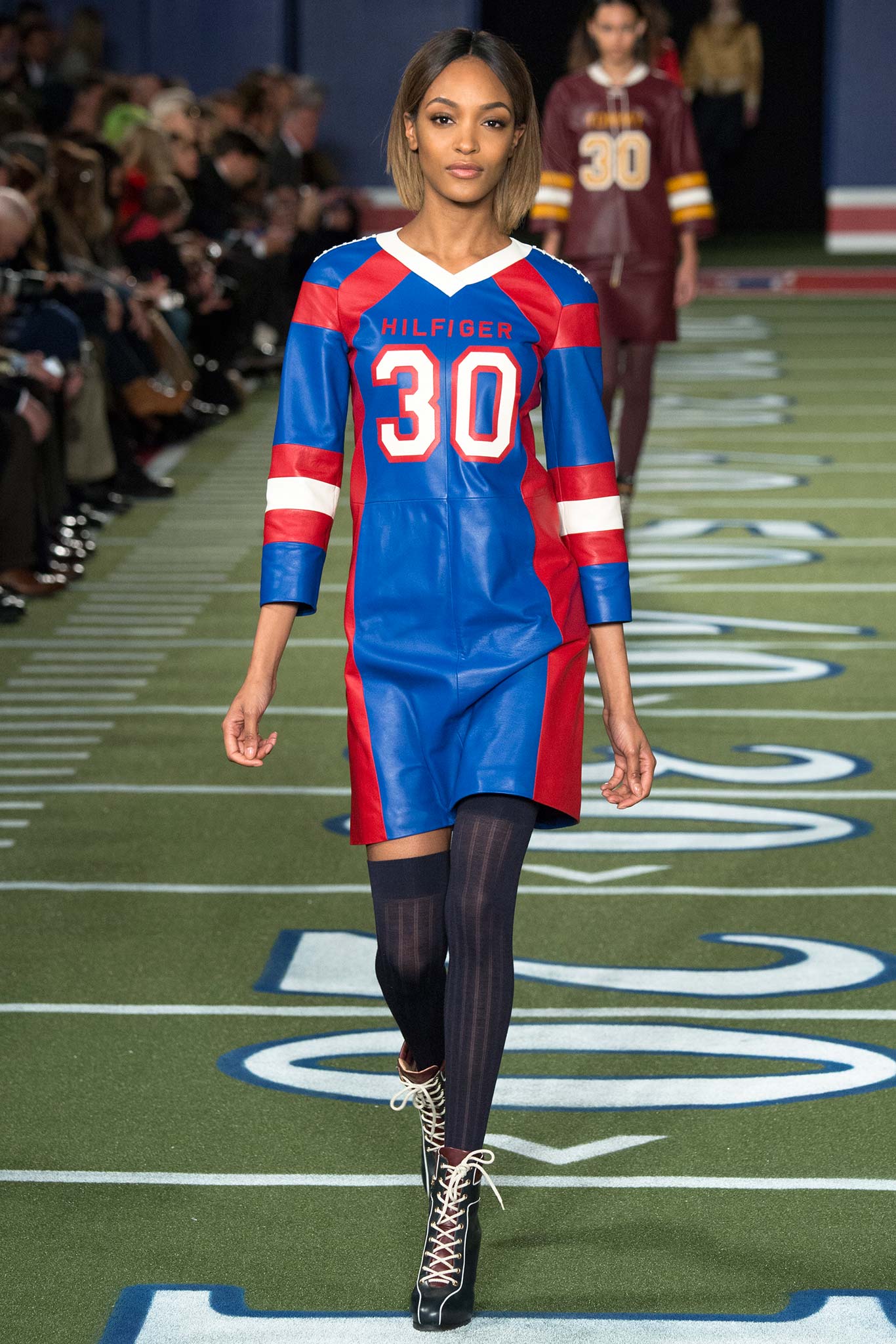 Jourdan Dunn presents a creation from the Tommy Hilfiger Fall/Winter 2015 Collection