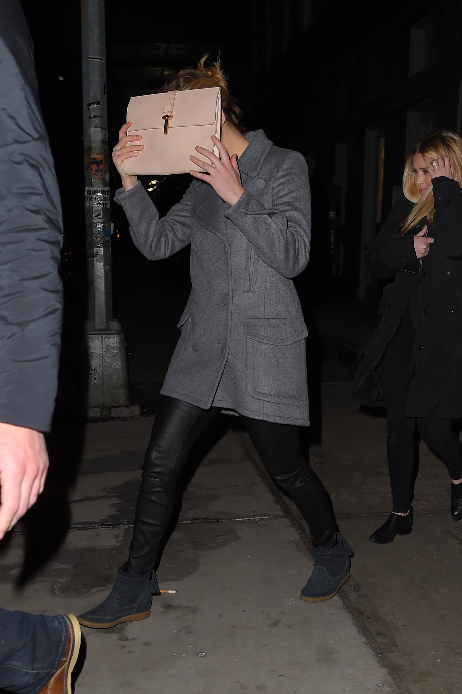 Jennifer Lawrence stepping out of Locanda Verde restaurant