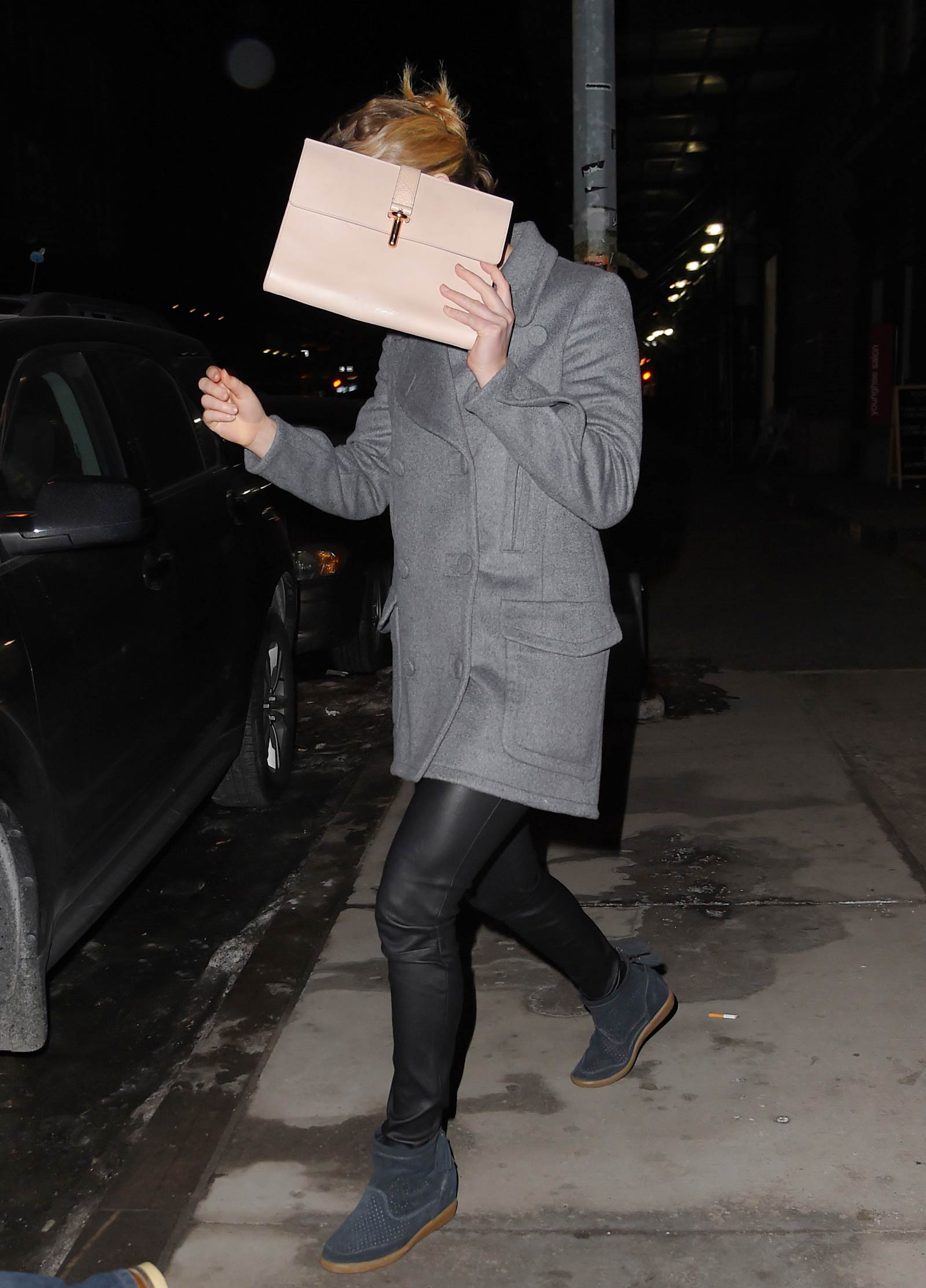 Jennifer Lawrence stepping out of Locanda Verde restaurant