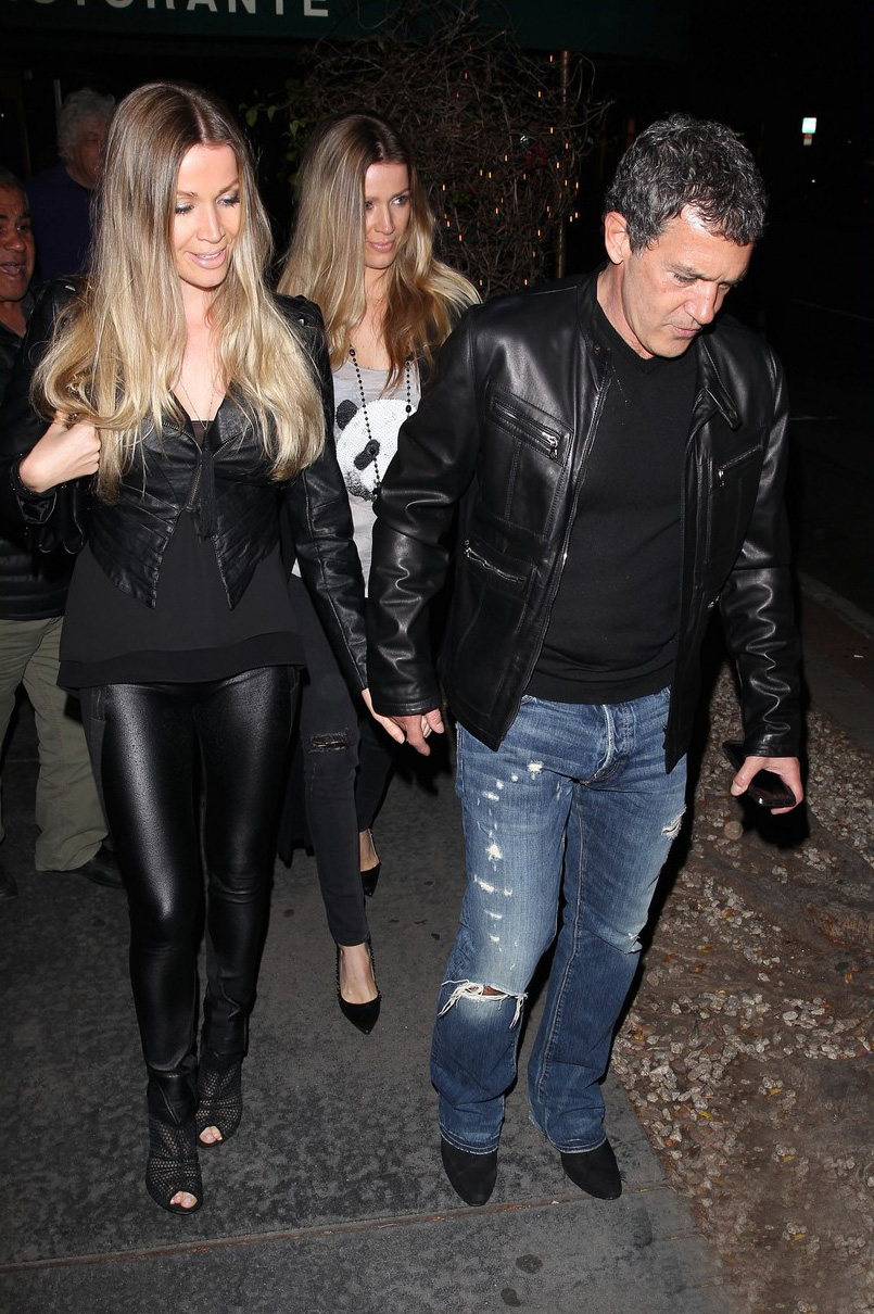 Nicole Kimpel & Antonio Banderas exit Madeo Restaurant