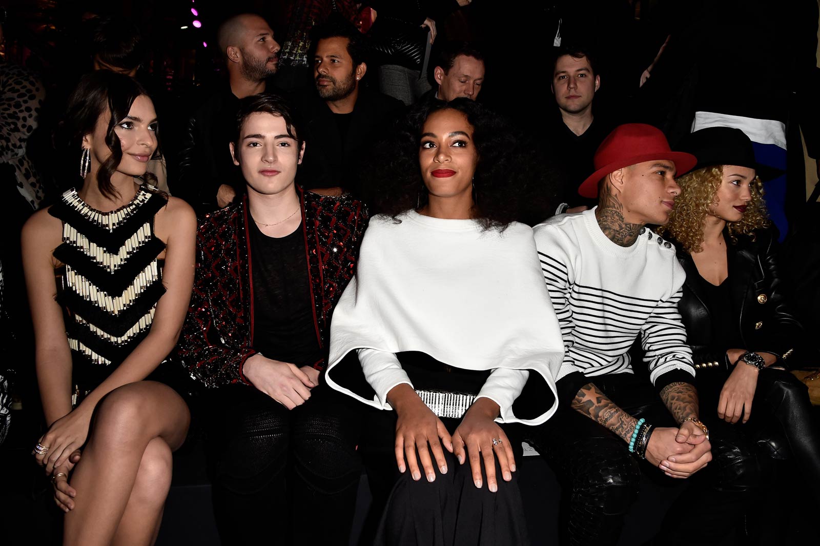 Emily Ratajkowski attends Balmain show during Paris Fashion Week