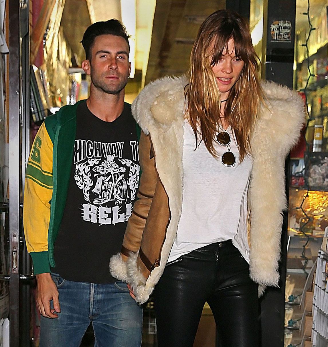 Behati Prinsloo exits the What Goes Around Comes Around vintage store