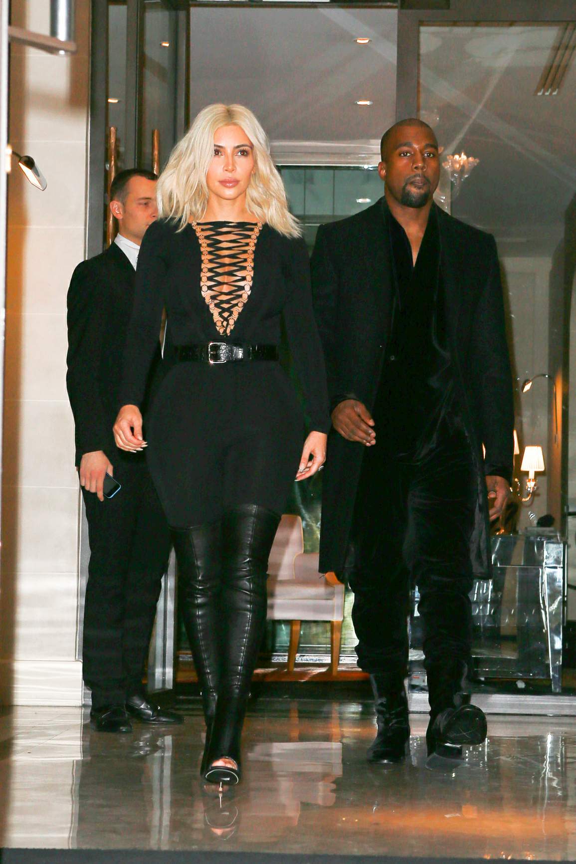 Kim Kardashian step out of her hotel