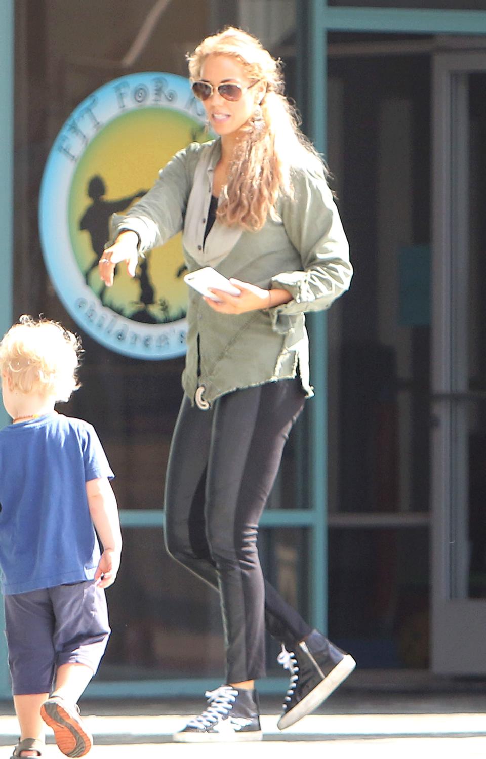 Elizabeth Berkley at a mommy and me class in Beverly Hills
