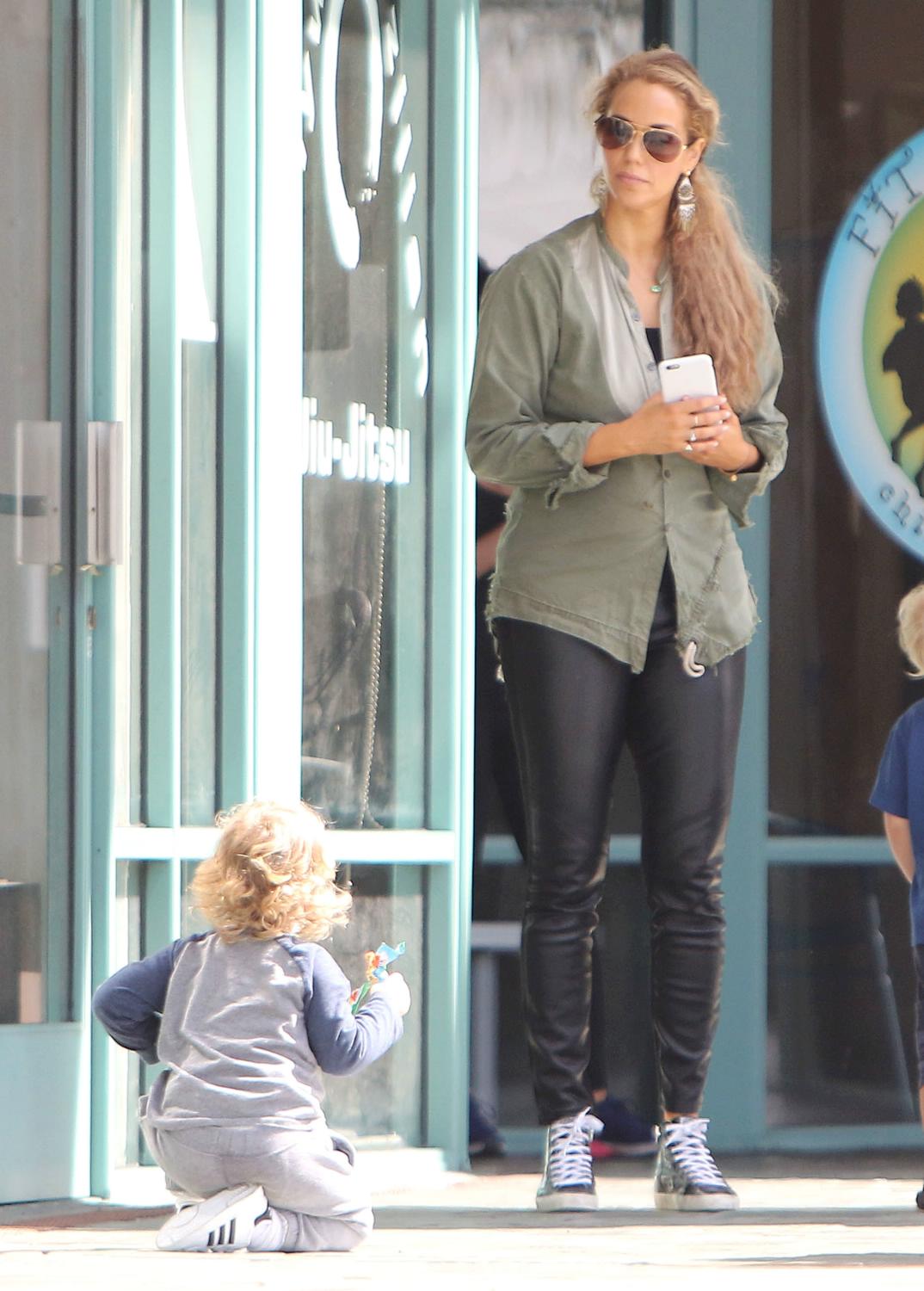 Elizabeth Berkley at a mommy and me class in Beverly Hills