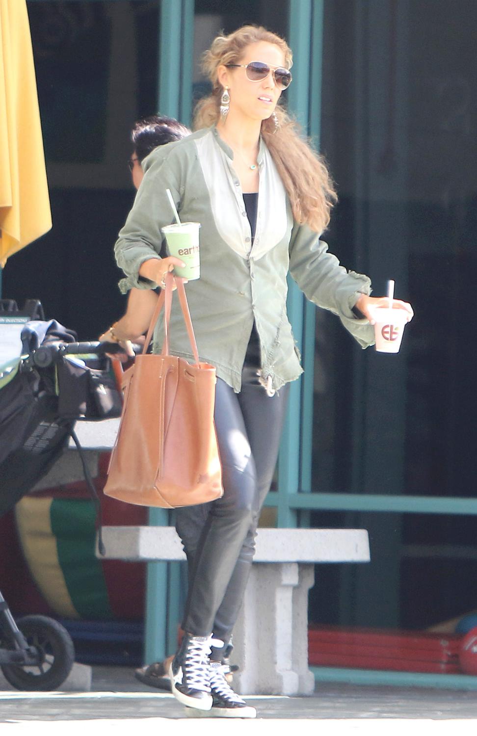 Elizabeth Berkley at a mommy and me class in Beverly Hills