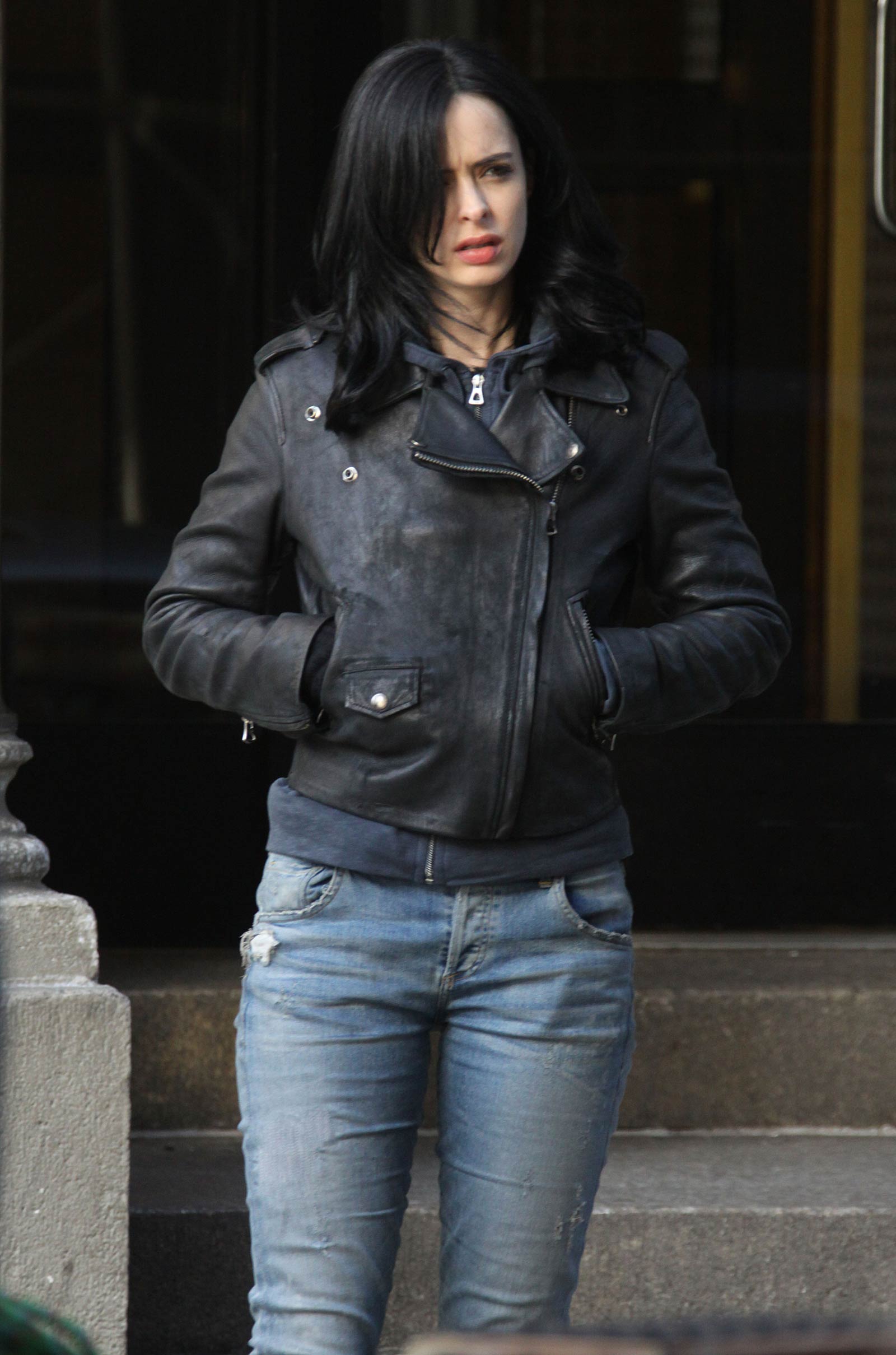 Krysten Ritter on the set of A.K.A. Jessica Jones