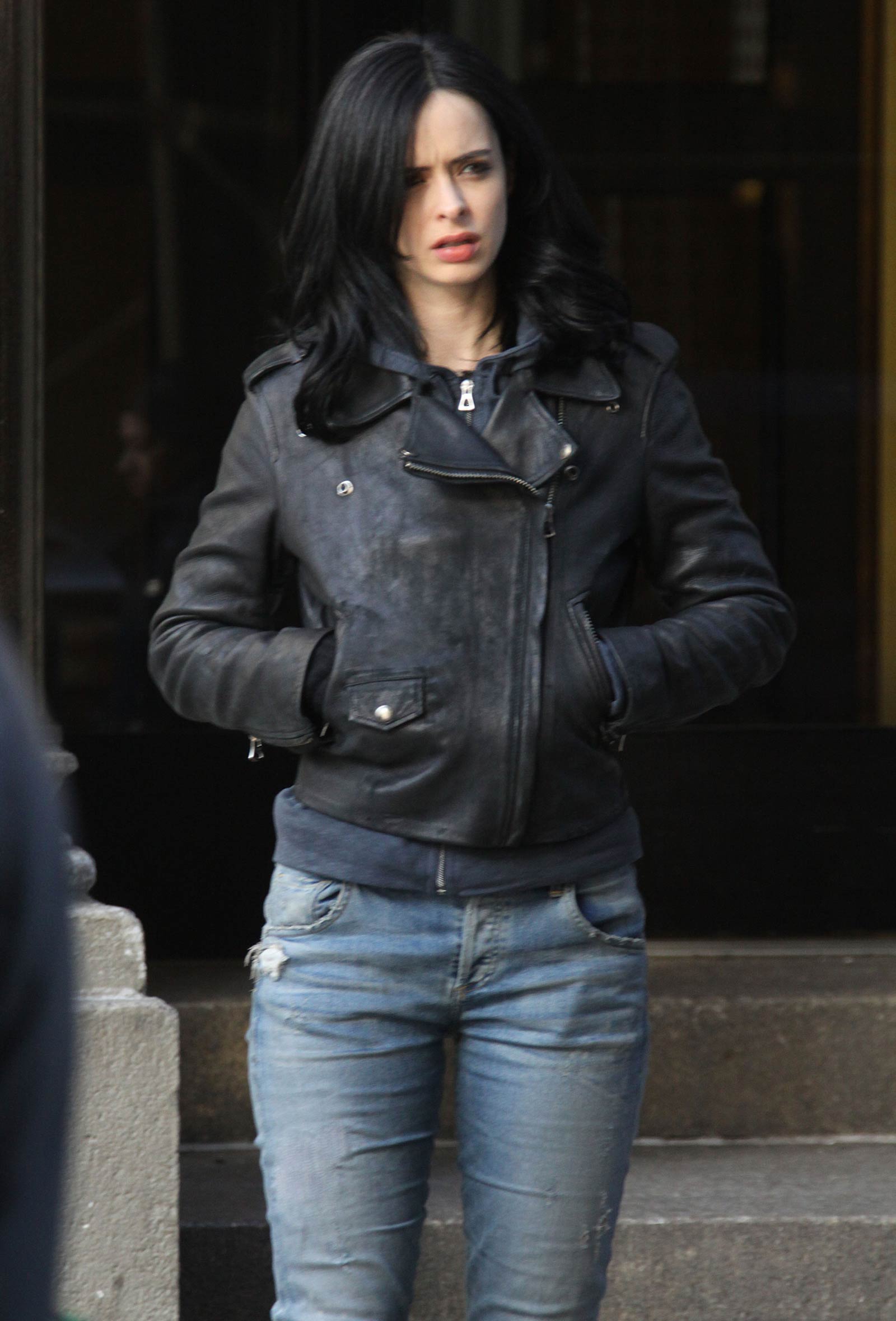 Krysten Ritter on the set of A.K.A. Jessica Jones