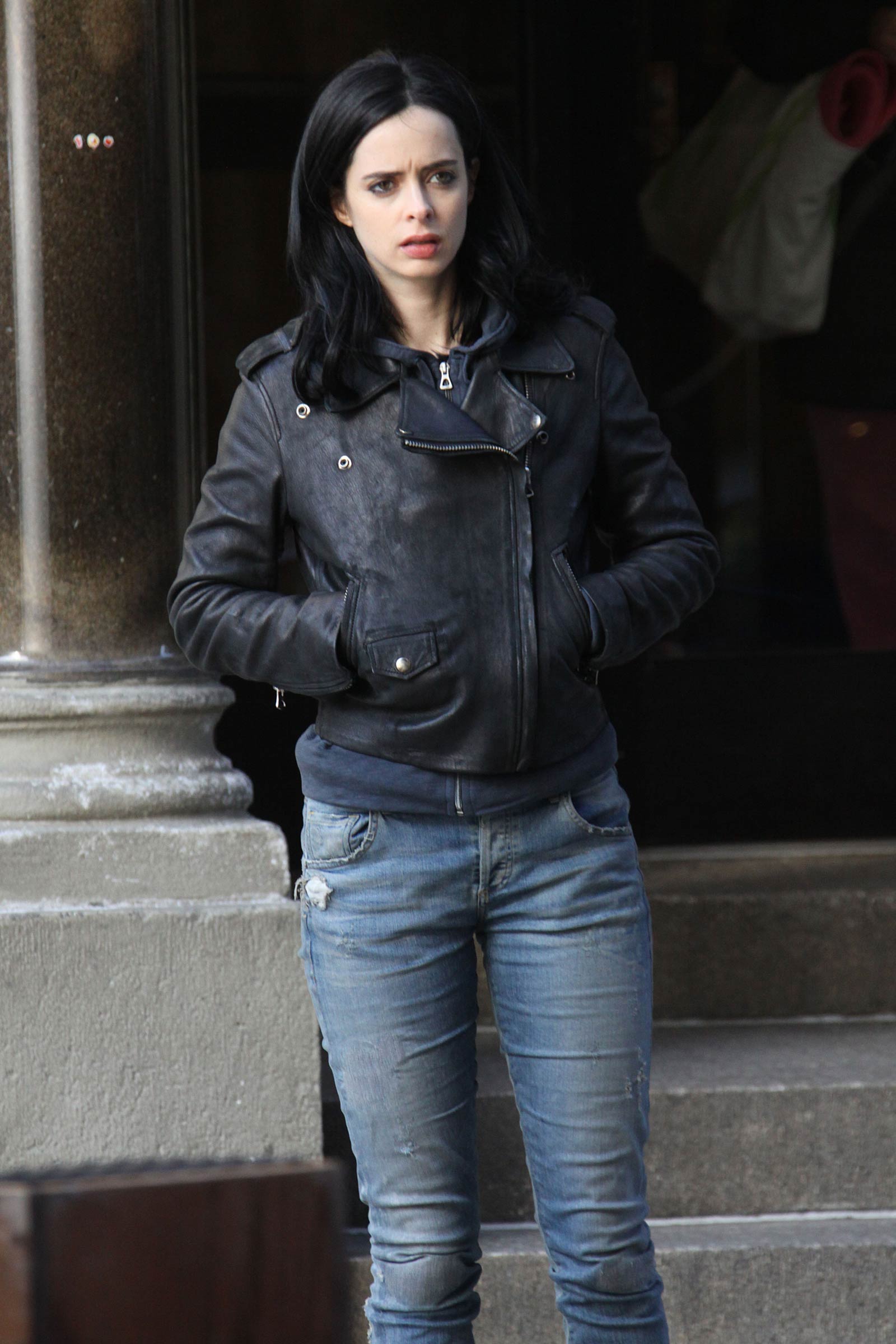 Krysten Ritter on the set of A.K.A. Jessica Jones