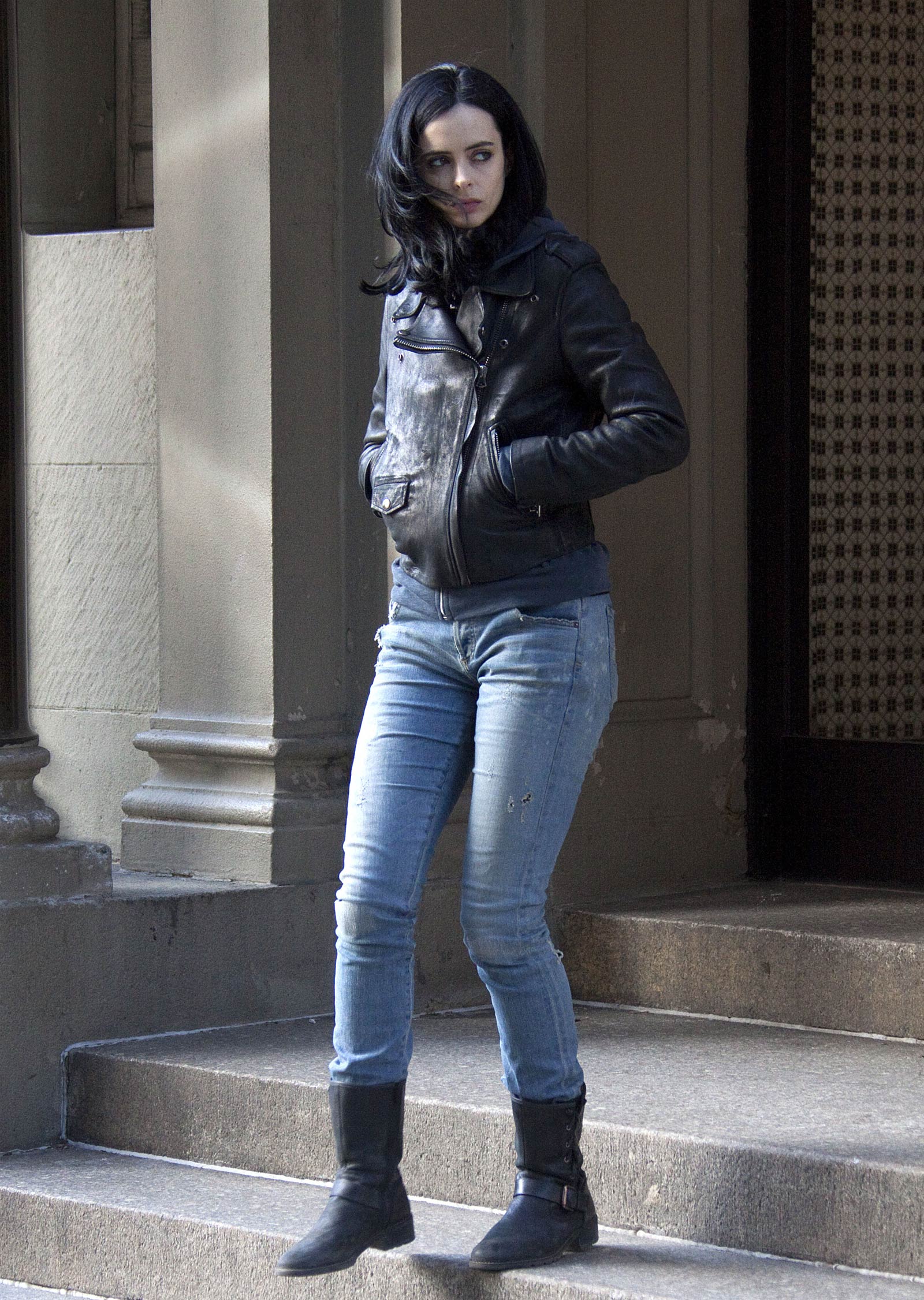 Krysten Ritter on the set of A.K.A. Jessica Jones