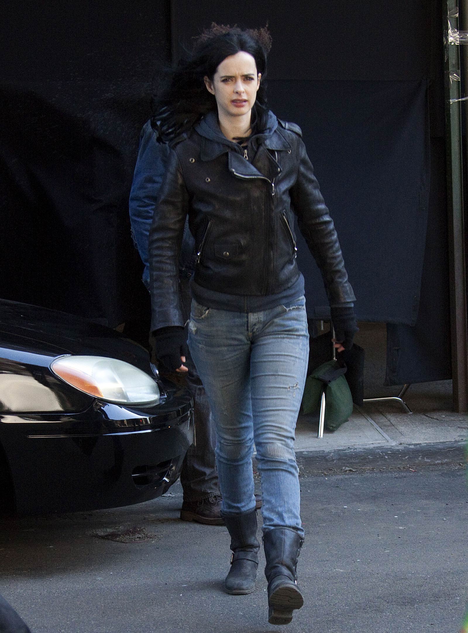 Krysten Ritter on the set of A.K.A. Jessica Jones