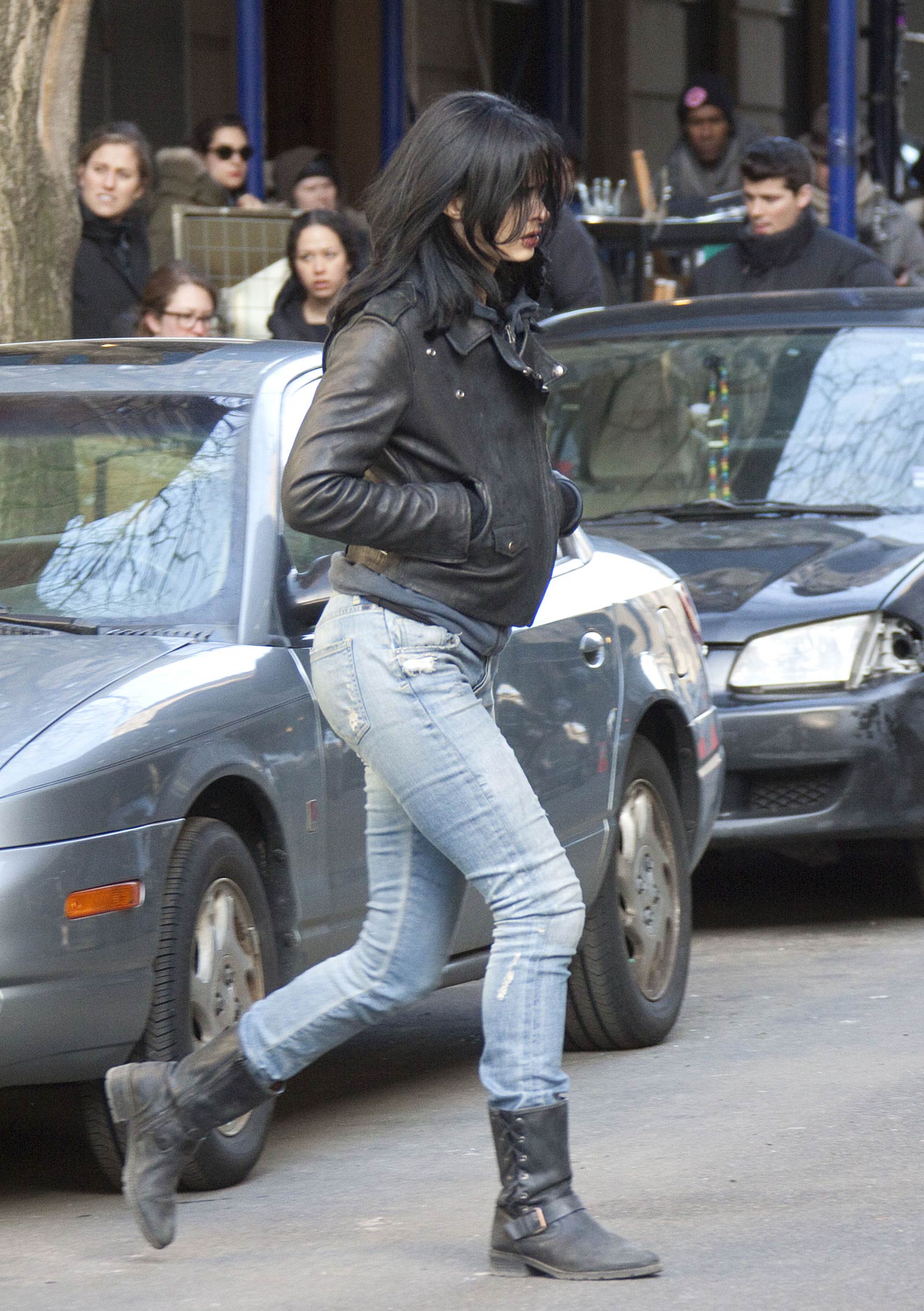 Krysten Ritter on the set of A.K.A. Jessica Jones